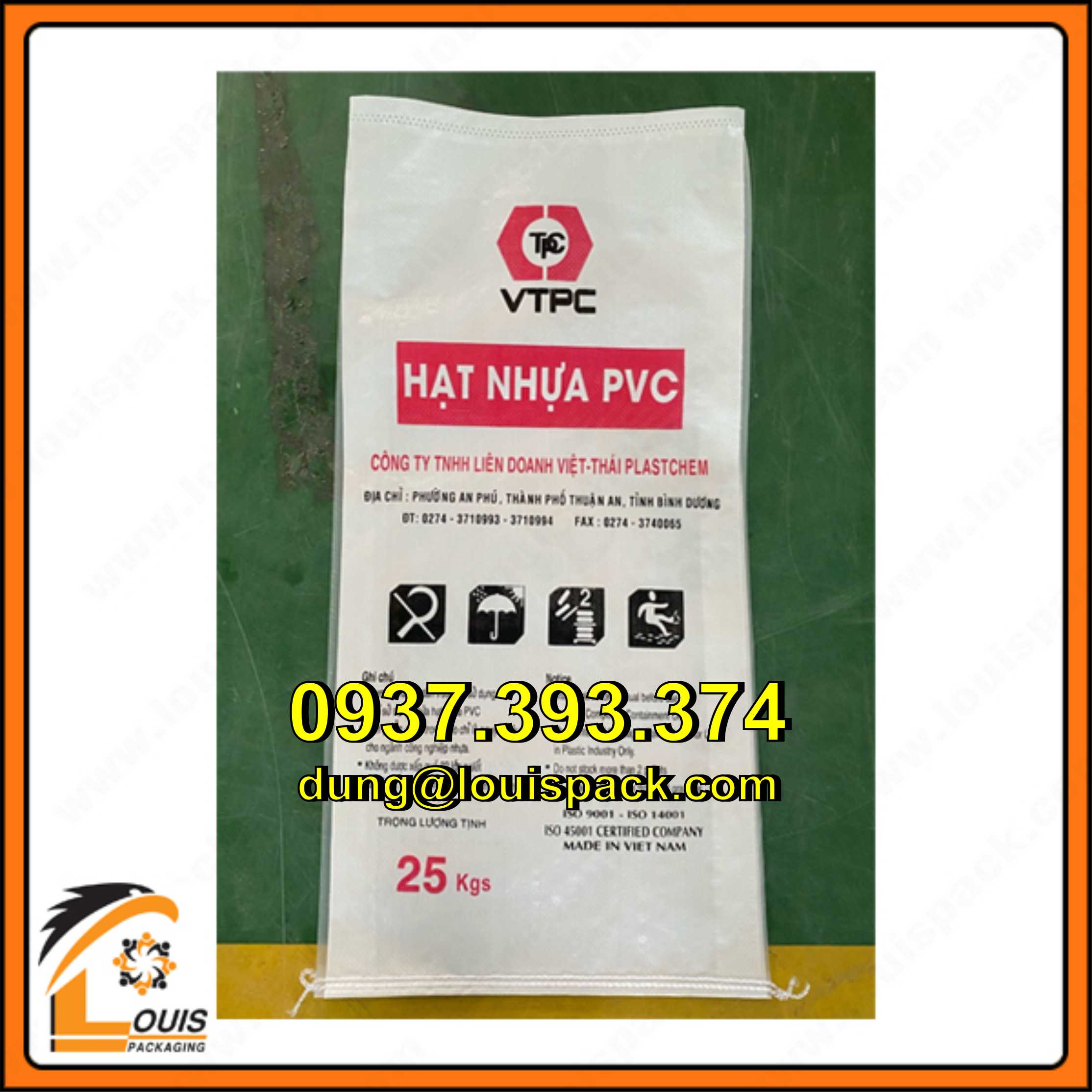 Bao PP dệt trắng đựng 25kg hạt nhựa kèm túi lồng PE