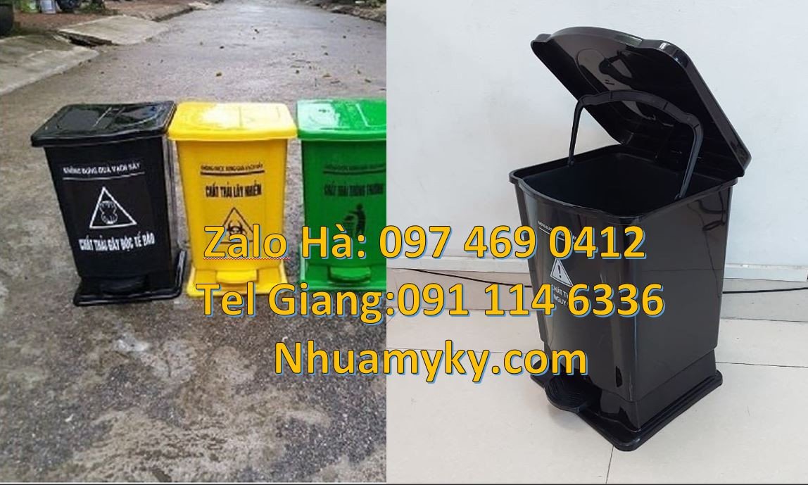 Bán thùng rác y tế cỡ nhỏ 15l,thùng rác y tế 60l có nắp đậy đạp chân