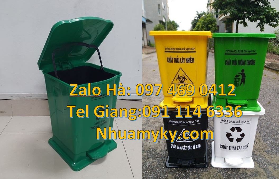 Bán thùng rác y tế cỡ nhỏ 15l,thùng rác y tế 60l có nắp đậy đạp chân
