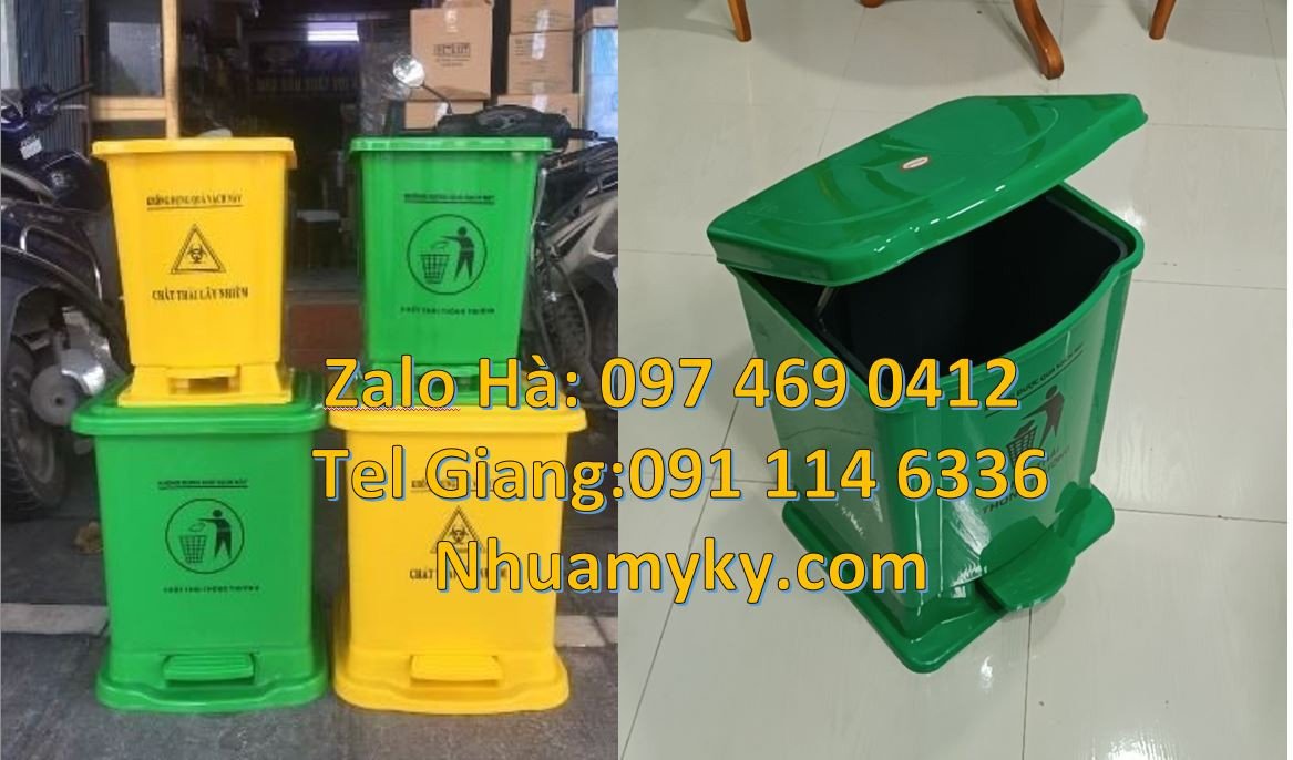 Bán thùng rác y tế cỡ nhỏ 15l,thùng rác y tế 60l có nắp đậy đạp chân
