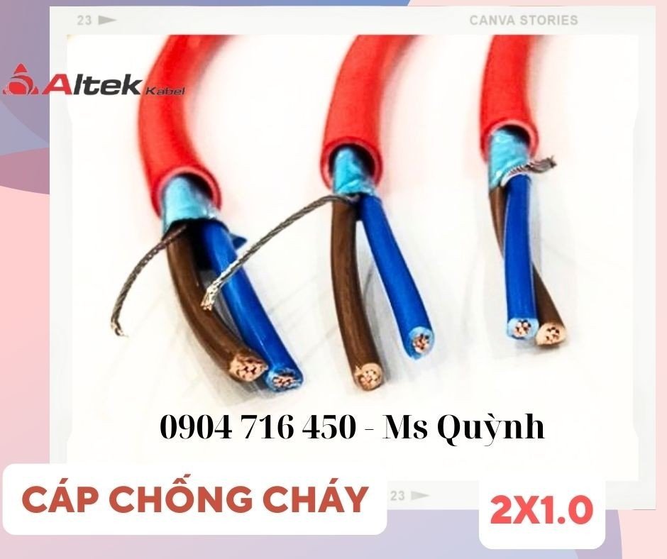 Cáp chống cháy chống nhiễu 2x1.0 Altek Kabek vỏ LSZH