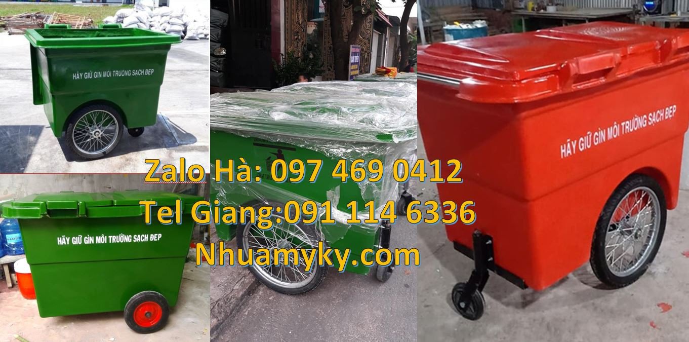Bán xe thu gom rác cỡ lớn có bánh hơi,xe gom rác 660l có 3 bánh xe rẻ