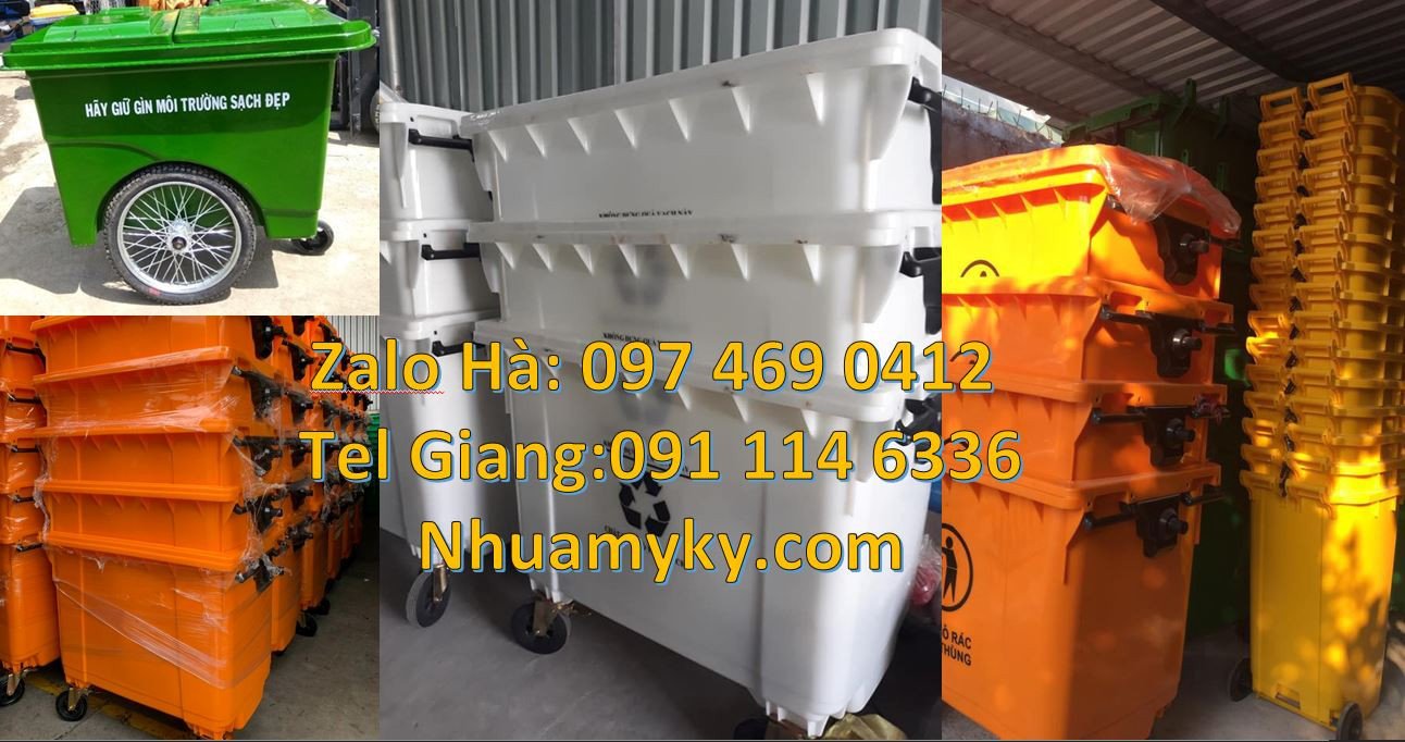 Bán xe thu gom rác cỡ lớn có bánh hơi,xe gom rác 660l có 3 bánh xe rẻ
