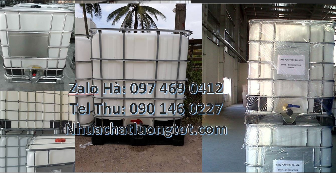 Bán tank nhựa đựng hóa chất công nghiệp,thùng ibc 1000l màu trắng khun