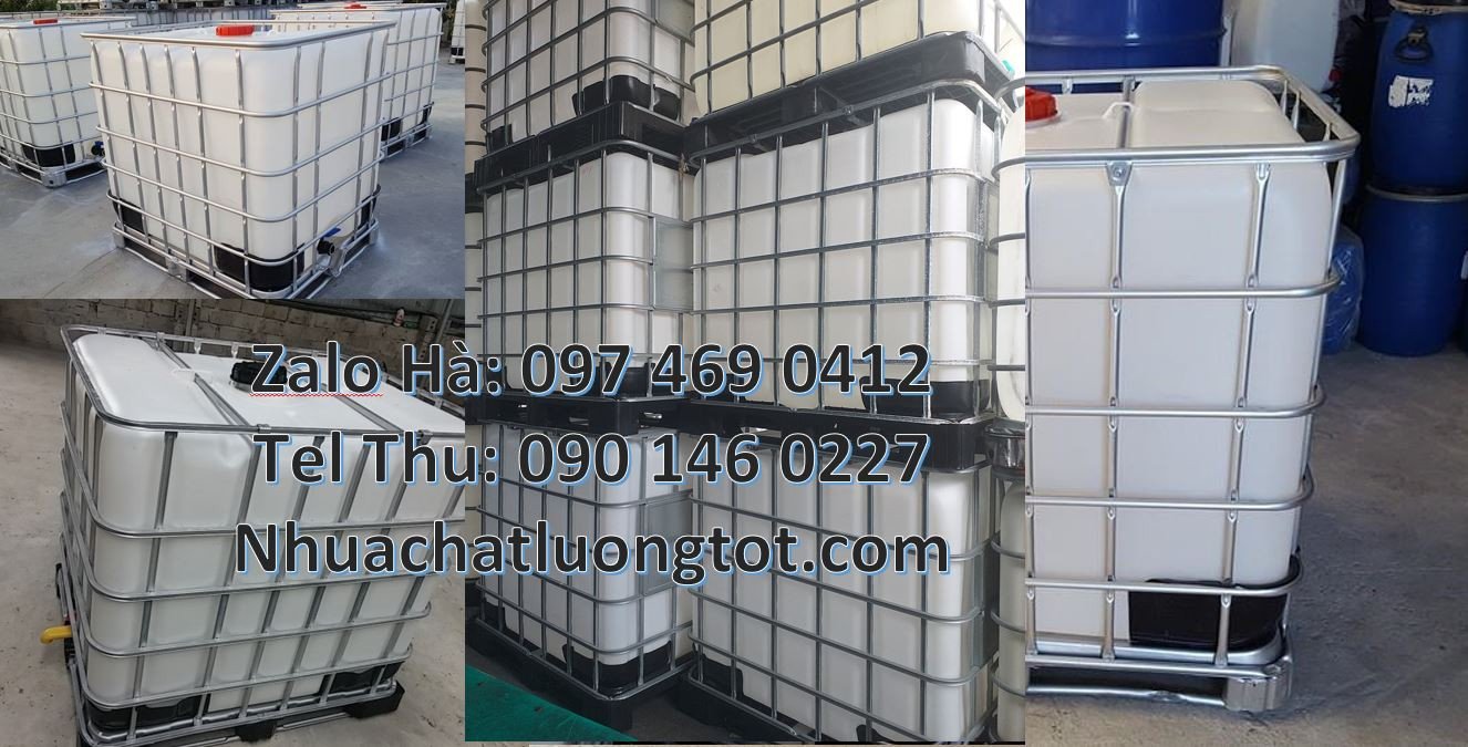 Bán tank nhựa đựng hóa chất công nghiệp,thùng ibc 1000l màu trắng khun