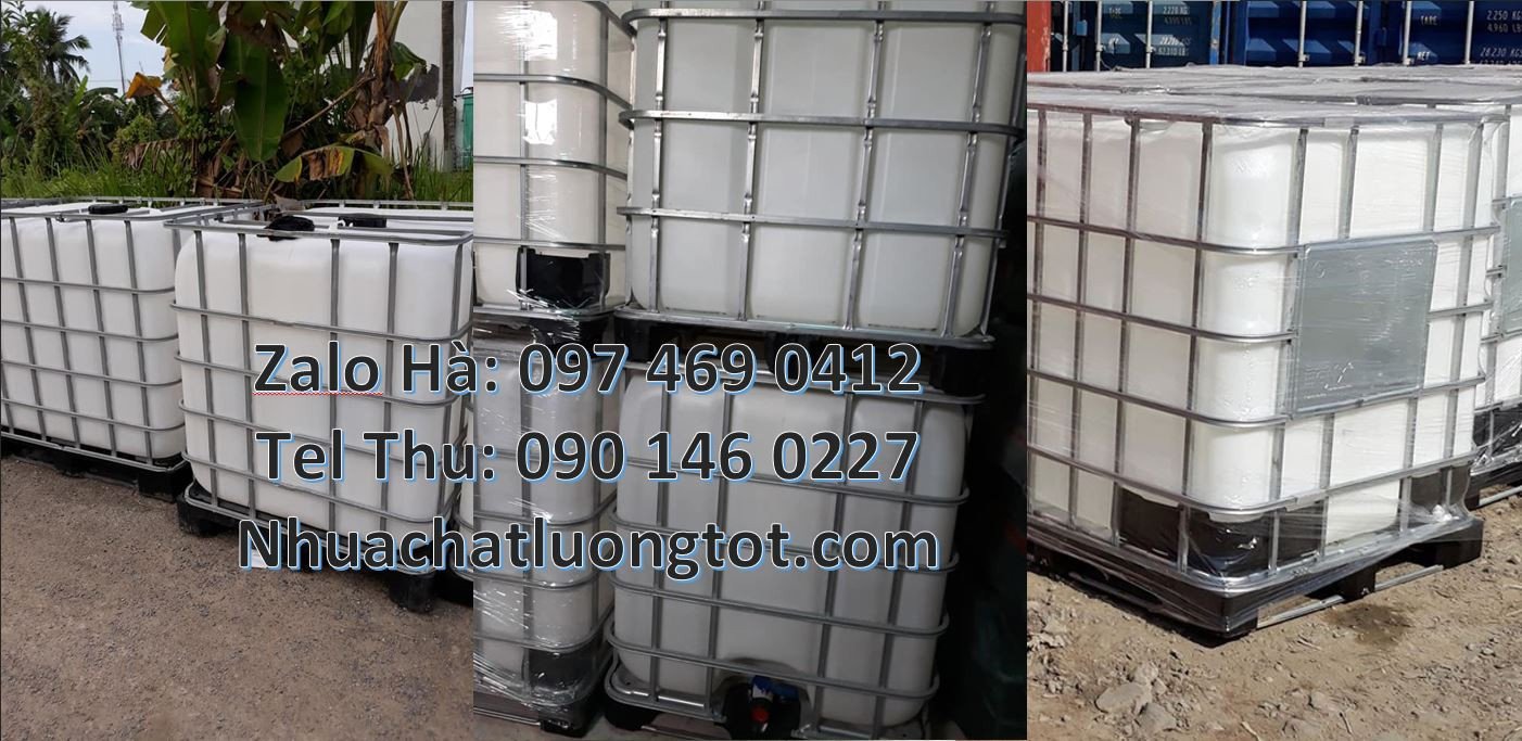 Bán tank nhựa đựng hóa chất công nghiệp,thùng ibc 1000l màu trắng khun