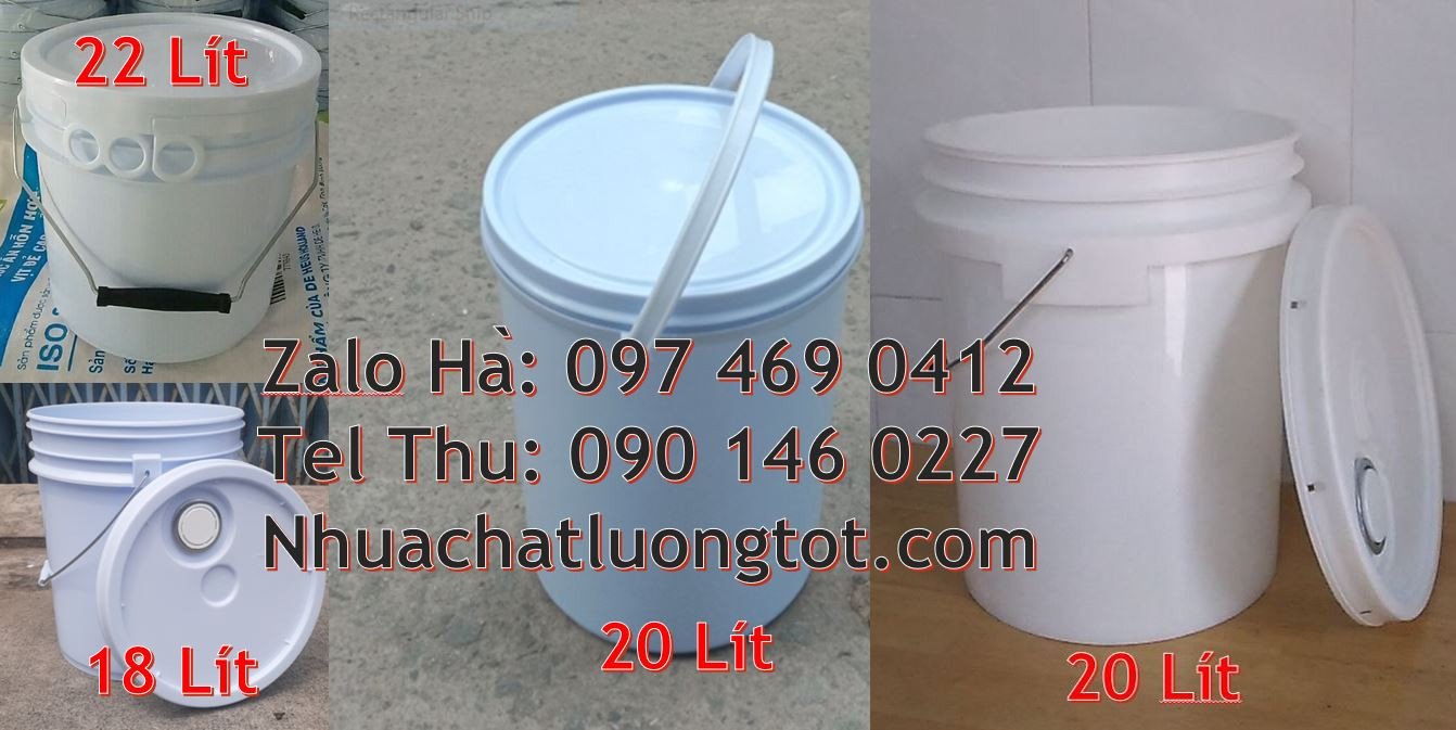 Bán xô nhựa nắp chiết rót 20l,vỏ thùng sơn 22l quai nhựa giá rẻ mới hc