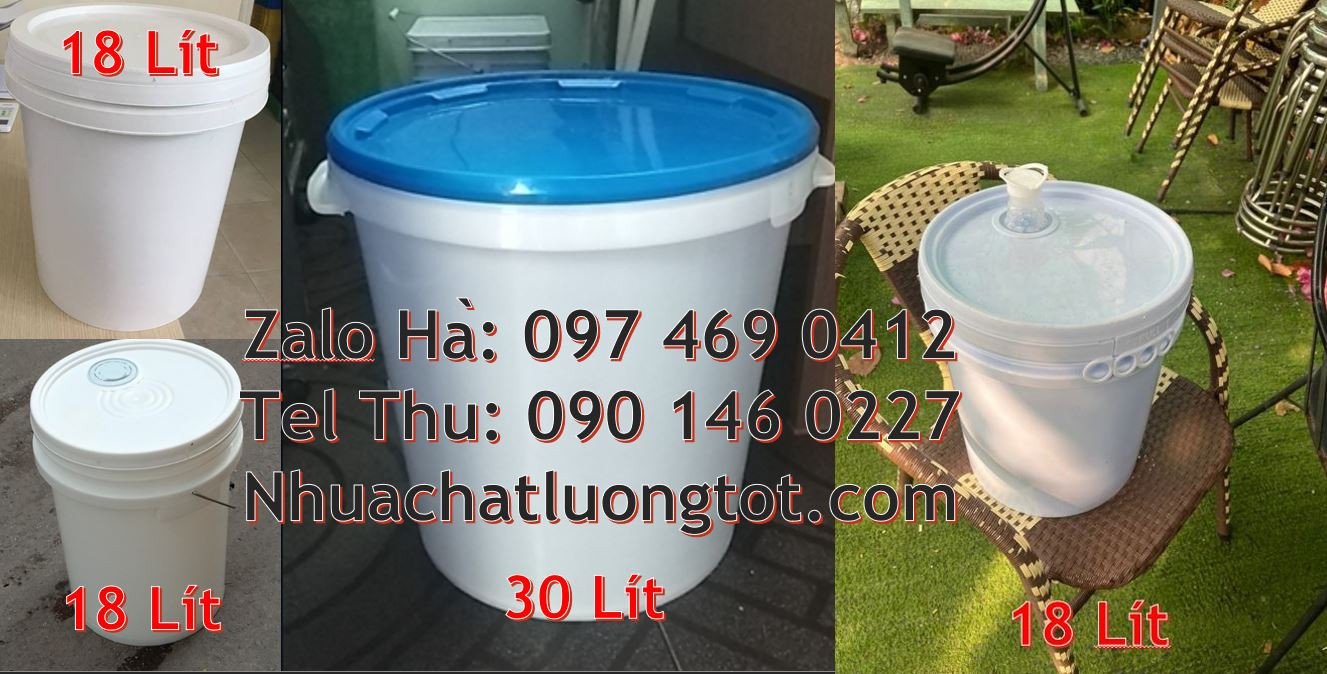 Bán xô nhựa nắp chiết rót 20l,vỏ thùng sơn 22l quai nhựa giá rẻ mới hc