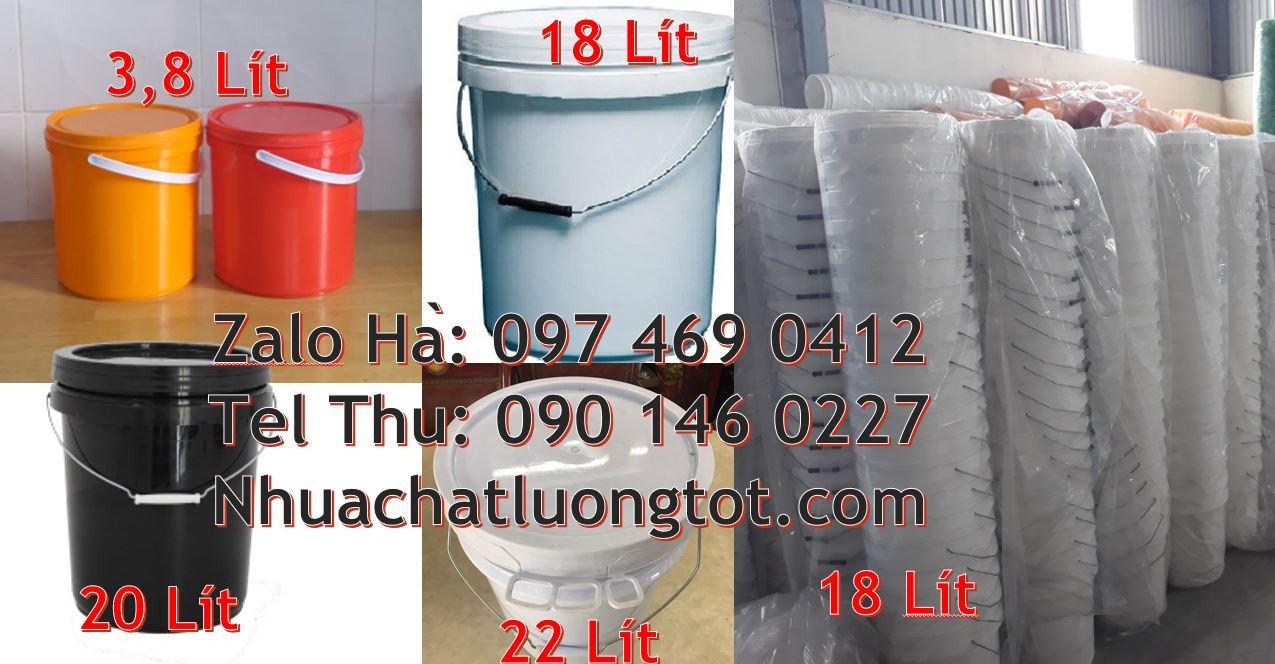 Bán xô nhựa nắp chiết rót 20l,vỏ thùng sơn 22l quai nhựa giá rẻ mới hc