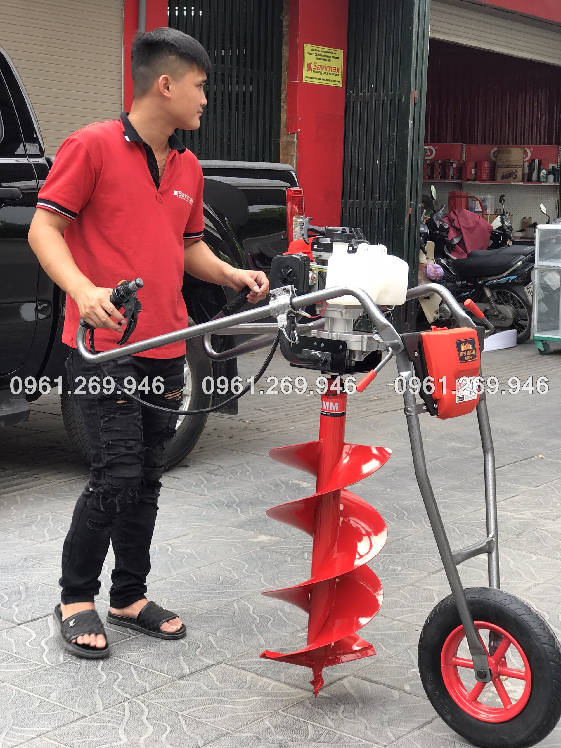 Máy khoan đất có bánh xe đẩy Mitsubishi TB43 tặng kèm mũi khoan 150mm