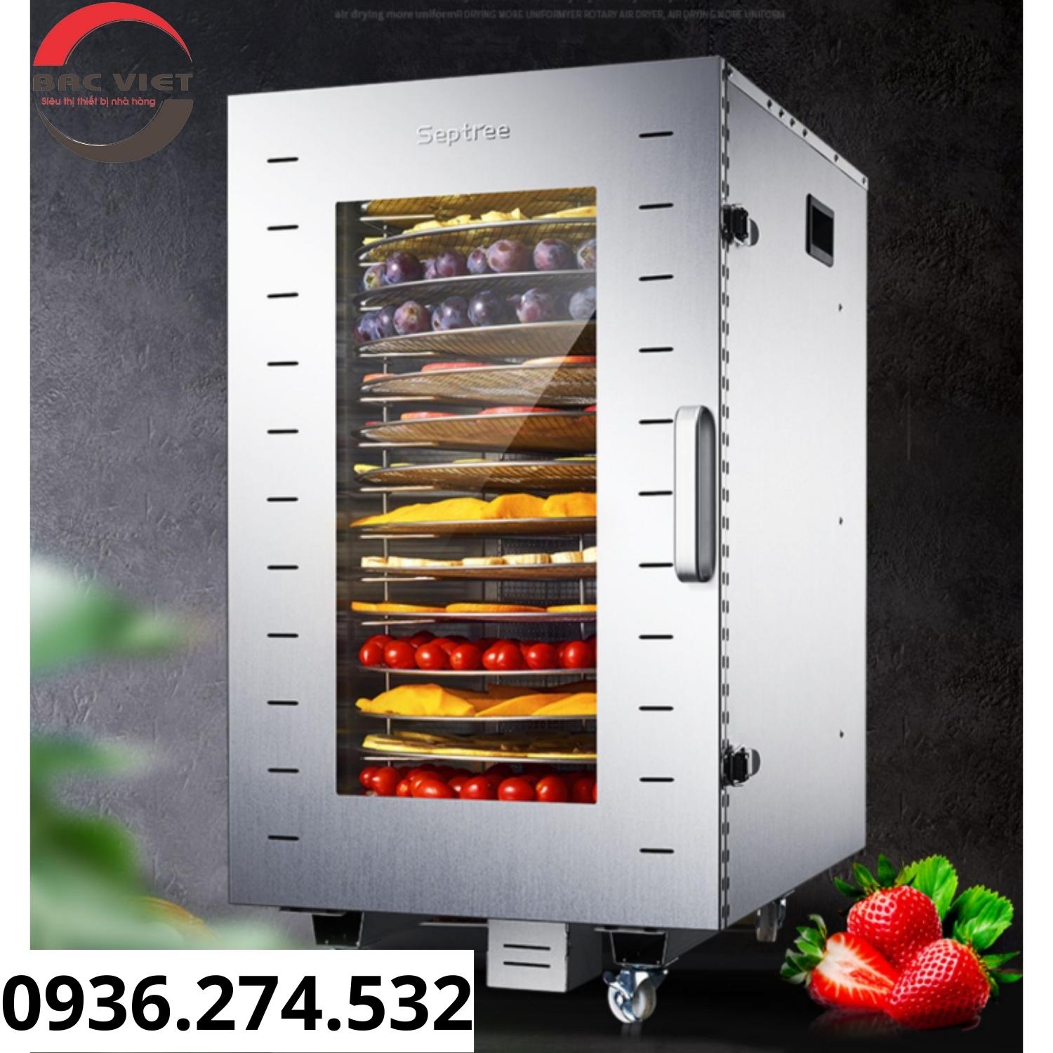 Máy sấy thực phẩm, hoa quả, dược liệu đa năng 16 khay xoay