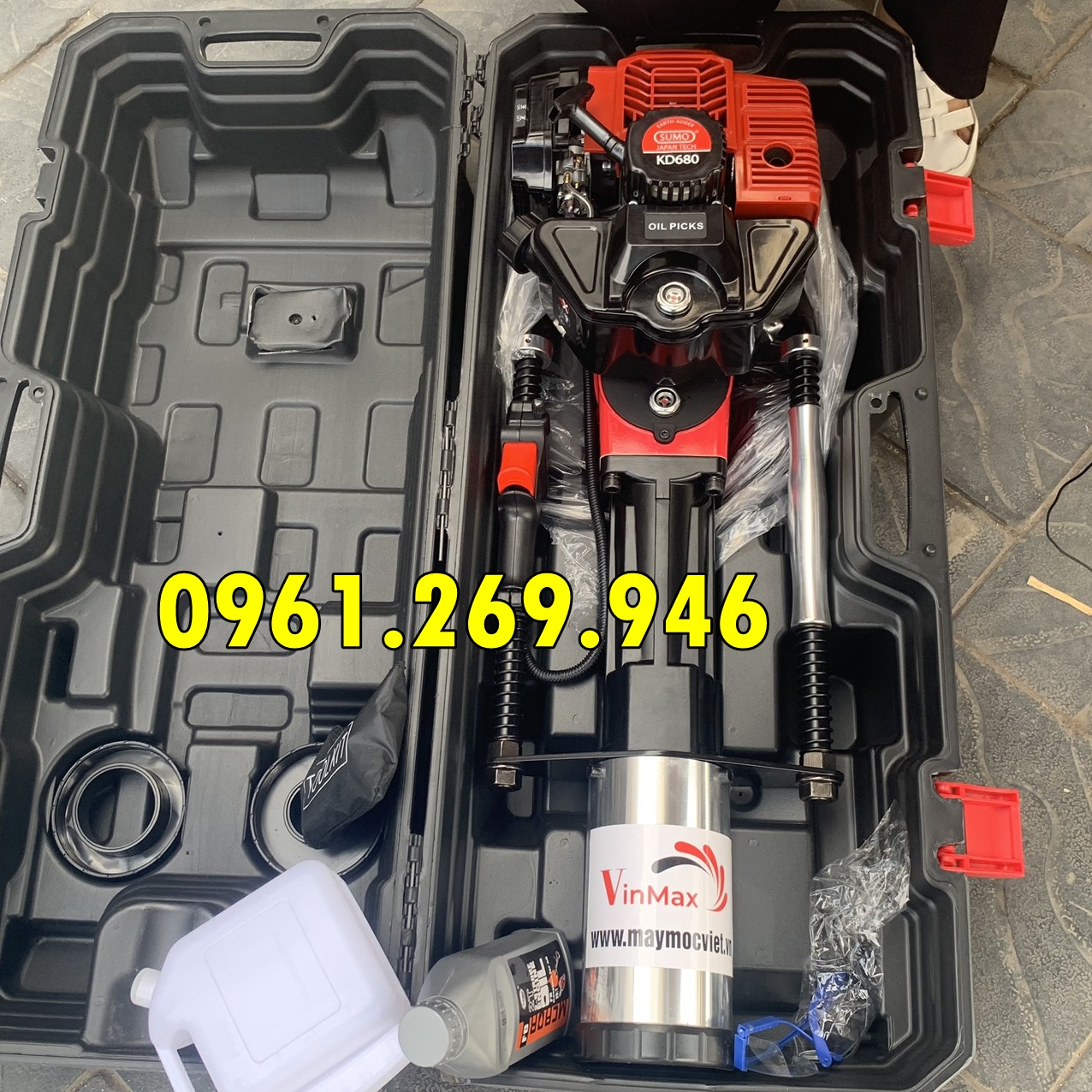 Máy đóng cọc hàng rào sân vườn, máy ép cọc chạy xăng Sumo KD680