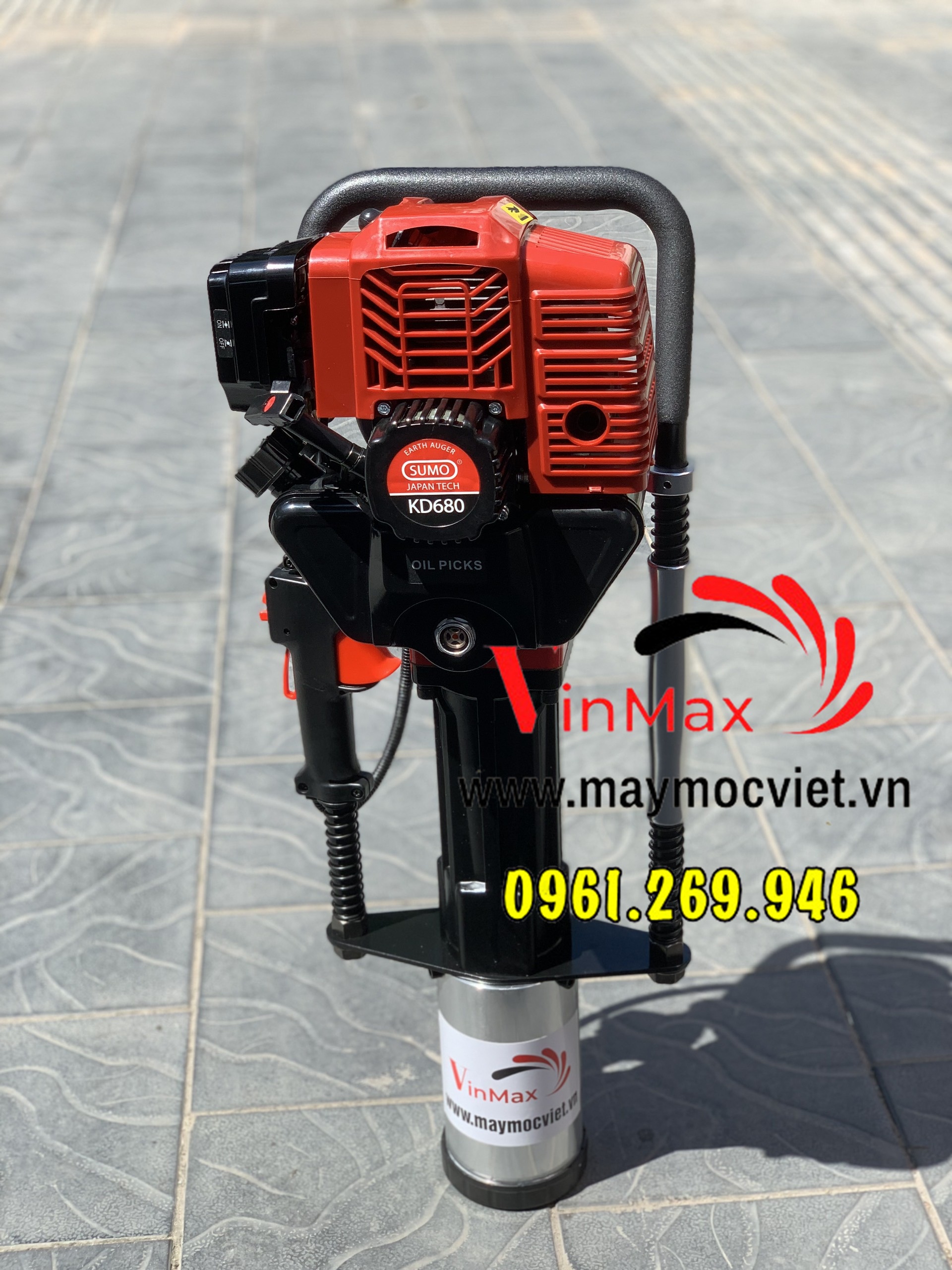 Máy đóng cọc hàng rào sân vườn, máy ép cọc chạy xăng Sumo KD680