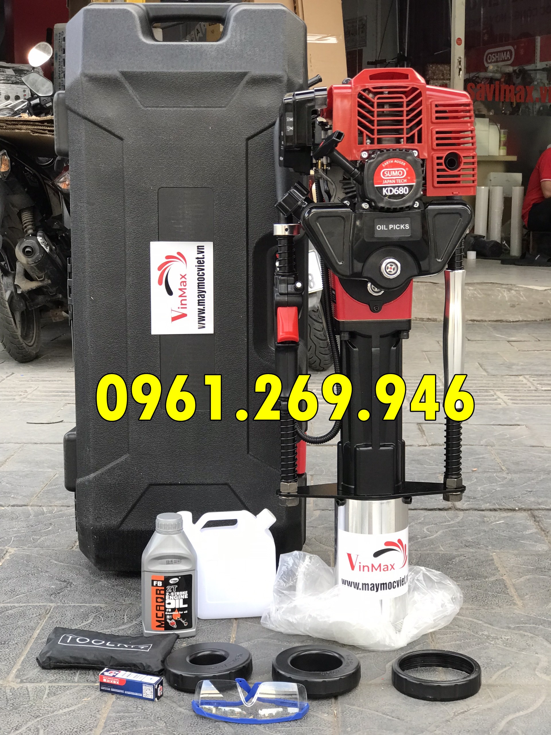 Máy đóng cọc hàng rào sân vườn, máy ép cọc chạy xăng Sumo KD680