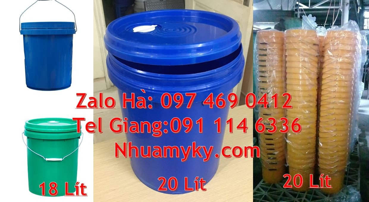 Bán xô nhựa 18l nắp chiết rót,vỏ thùng sơn 20l quai sắt chất lượng cao