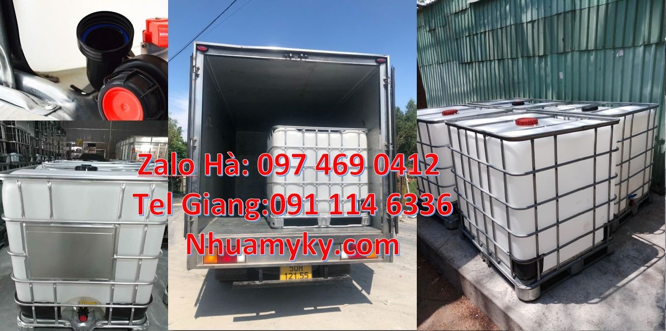 Bán thùng ibc cỡ lớn 1000l có khung thép,thùng nhựa vuông 1000l màu tr