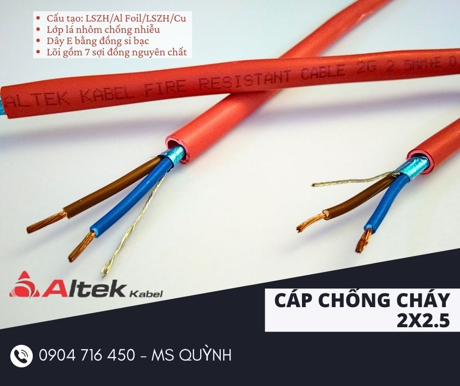 Cáp chống cháy 2x2.5 Altek Kabel Hồ Chí Minh, Đà Nẵng, Hà Nội