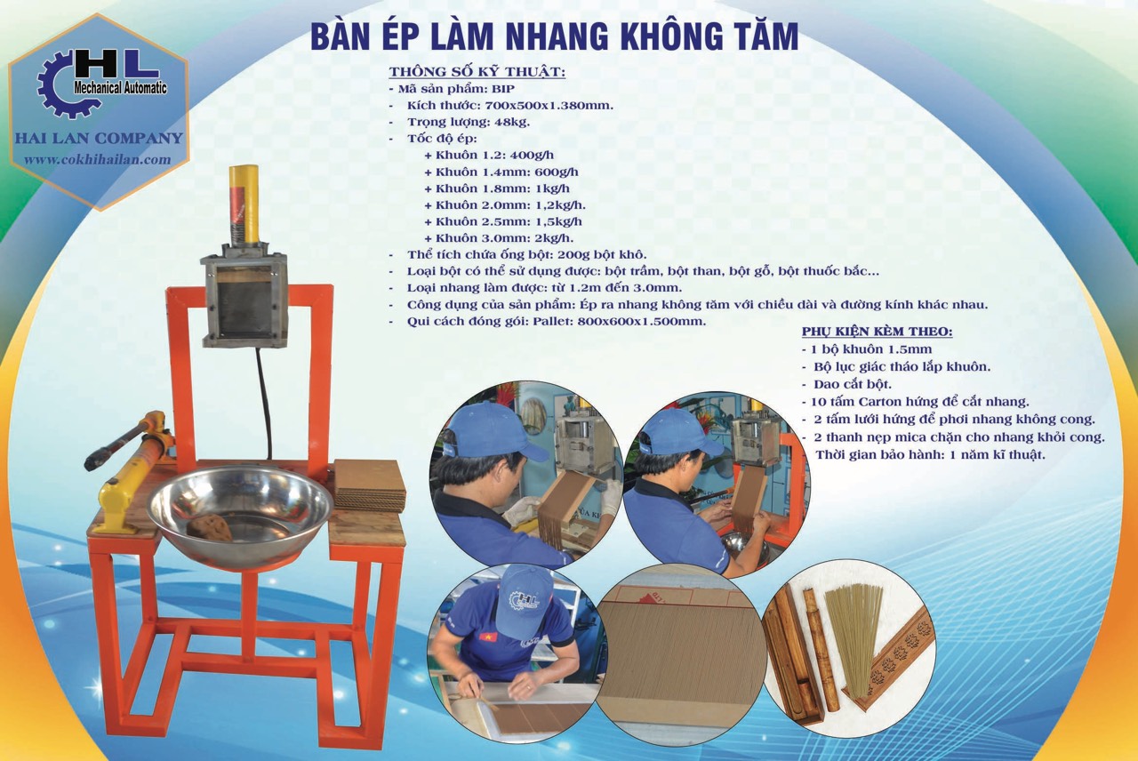 Bàn ép tạo ra nhang không tăm làm bằng tay