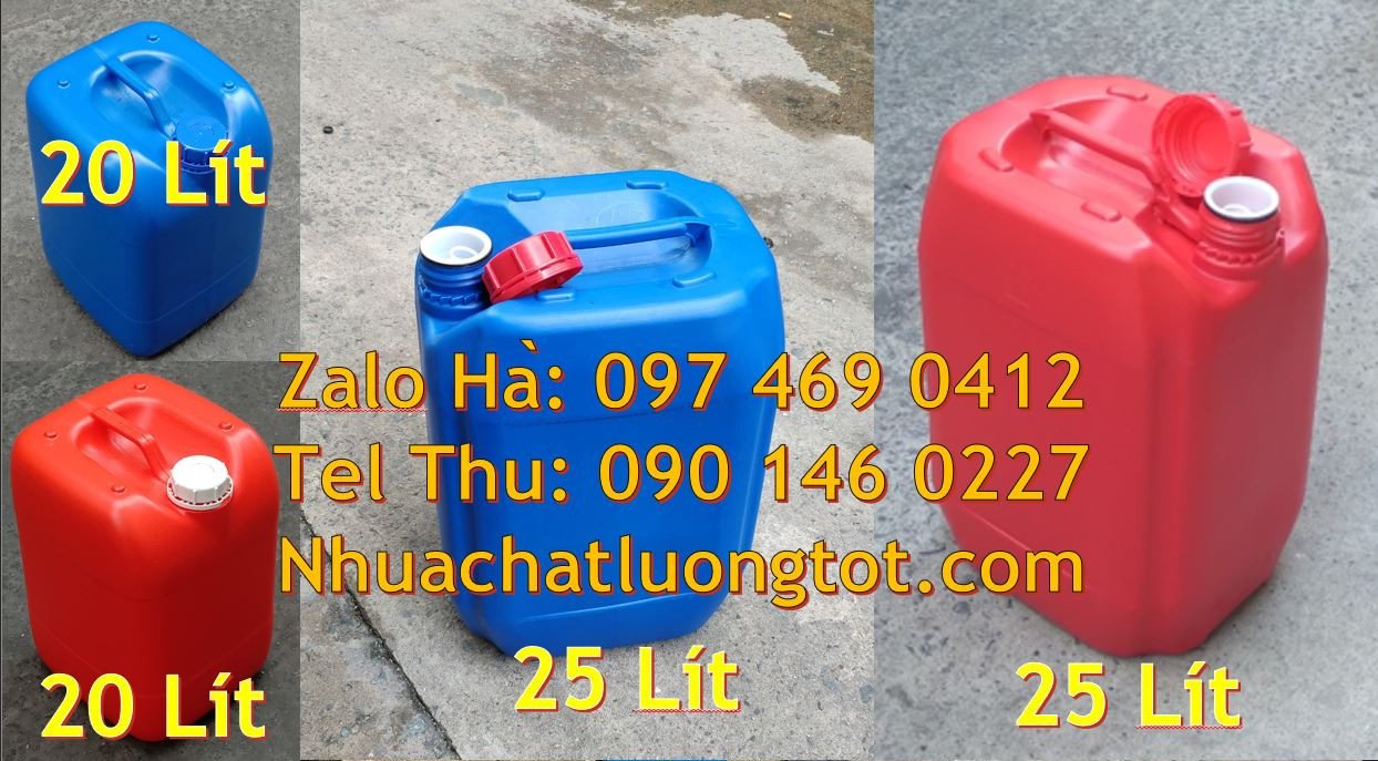 Bán can nhựa hdpe đựng hóa chất,can nhựa 25l màu xanh,can nhựa 30l tră