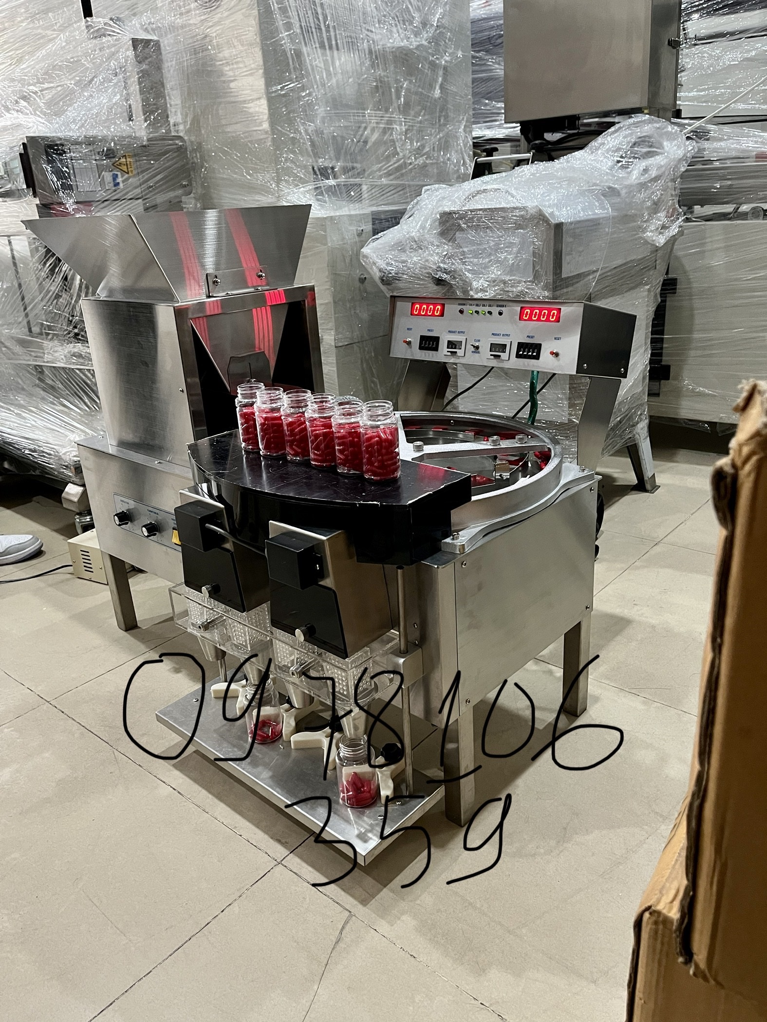 Máy đếm viên nén, máy đếm viên nhộng, máy đếm viên vào lọ hai đầu đếm