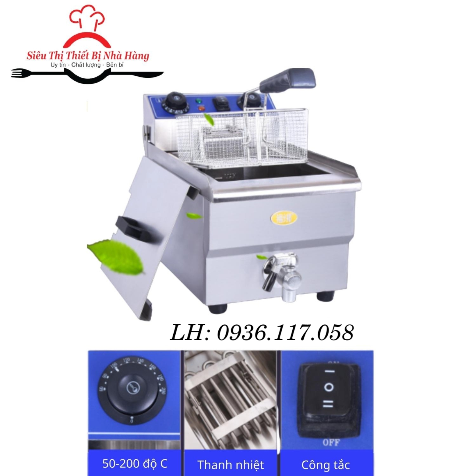 Bếp chiên nhúng chính hãng WAILLAN dung tích lớn 12L