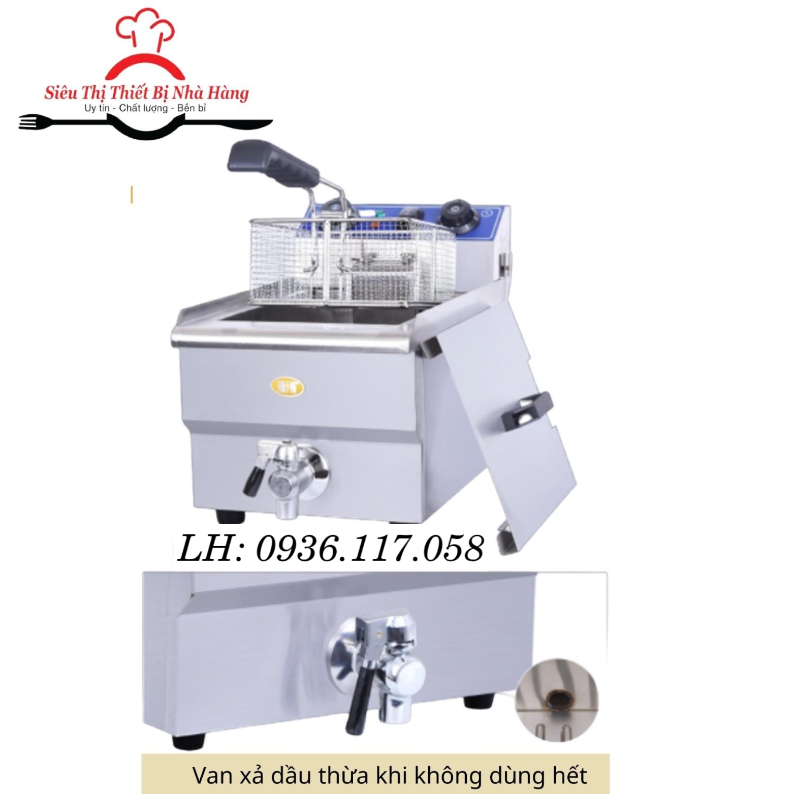 Bếp chiên nhúng chính hãng WAILLAN dung tích lớn 12L