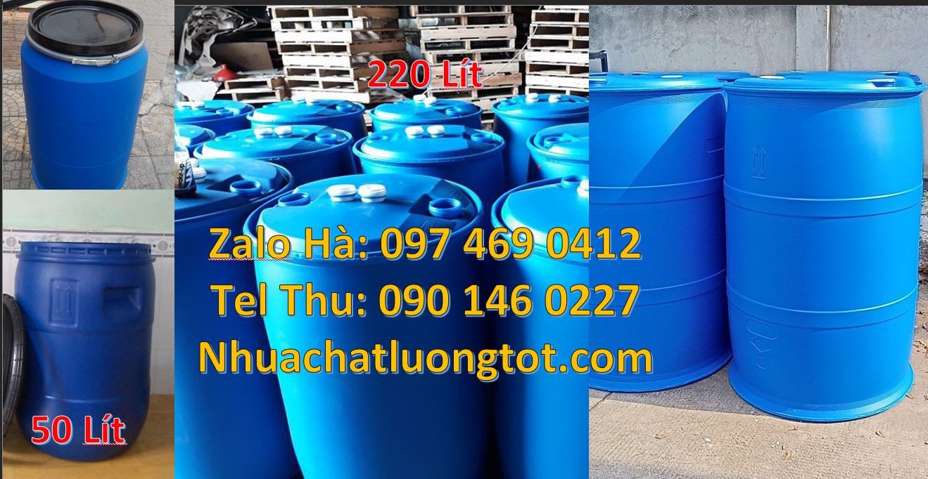 Bán thùng phuy nhựa 220l đựng hóa chất công nghiệp,phuy nhựa 120l nắp
