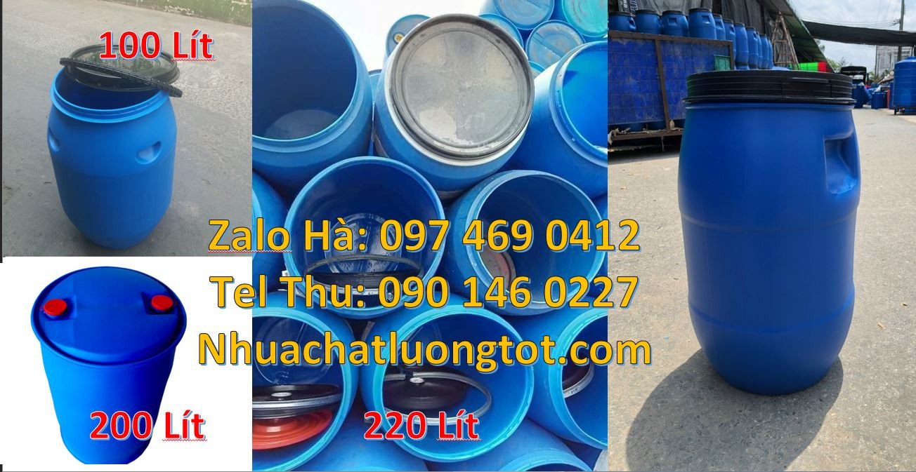 Bán thùng phuy nhựa 220l đựng hóa chất công nghiệp,phuy nhựa 120l nắp