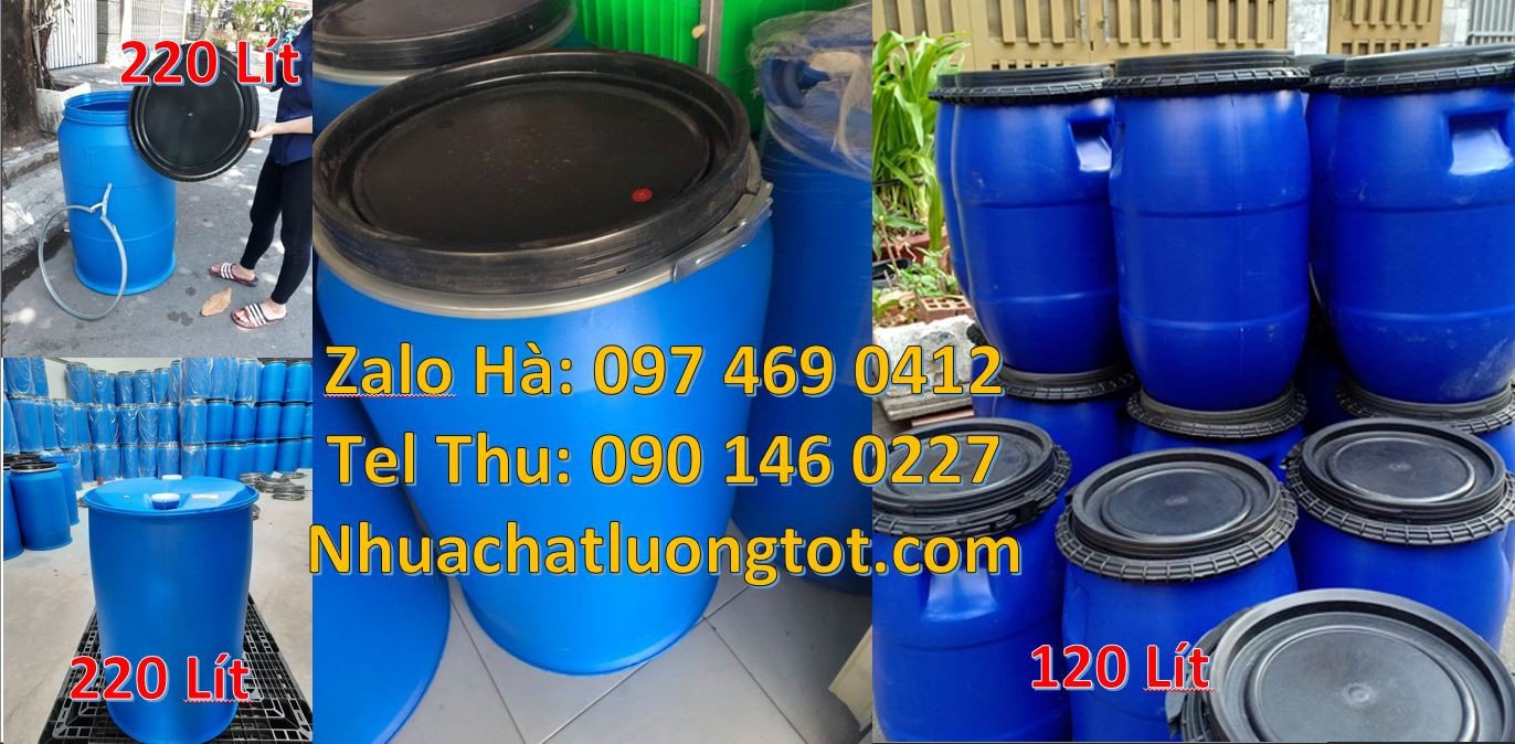 Bán thùng phuy nhựa 220l đựng hóa chất công nghiệp,phuy nhựa 120l nắp