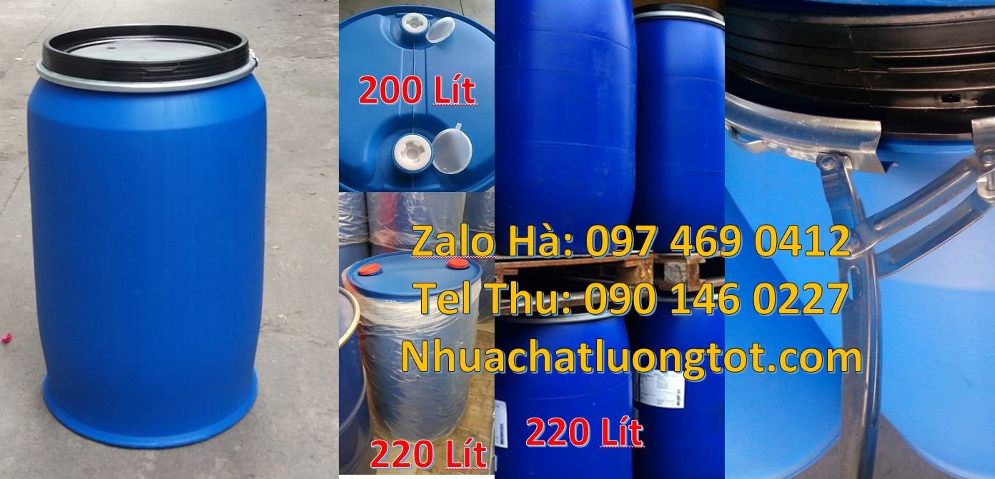 Bán thùng phuy nhựa 220l đựng hóa chất công nghiệp,phuy nhựa 120l nắp