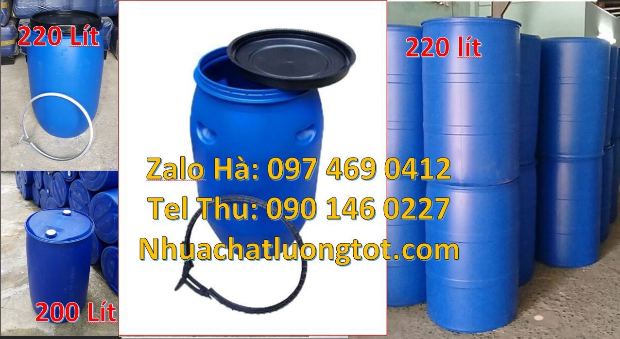 Bán thùng phuy nhựa 220l đựng hóa chất công nghiệp,phuy nhựa 120l nắp