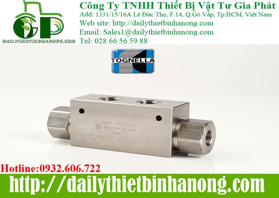 Van kiểm tra, van điều khiển, van áp suất Tognella