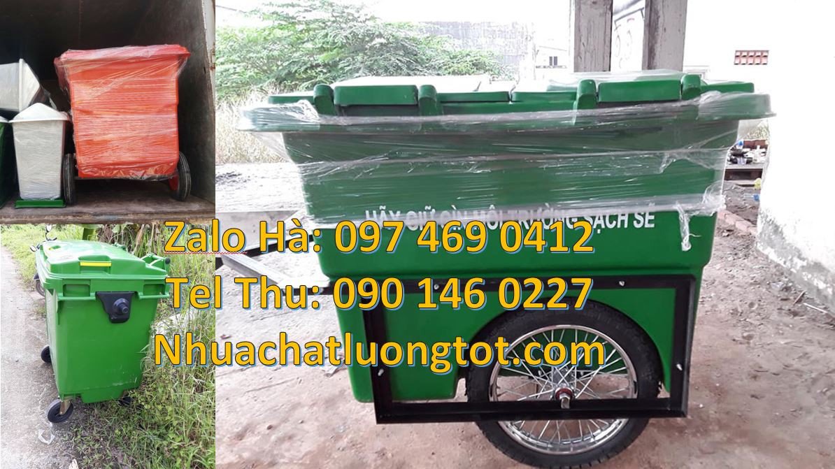 Bán xe thu gom rác bánh hơi,xe thu gom rác 660l cỡ lớn có tay đẩy giá