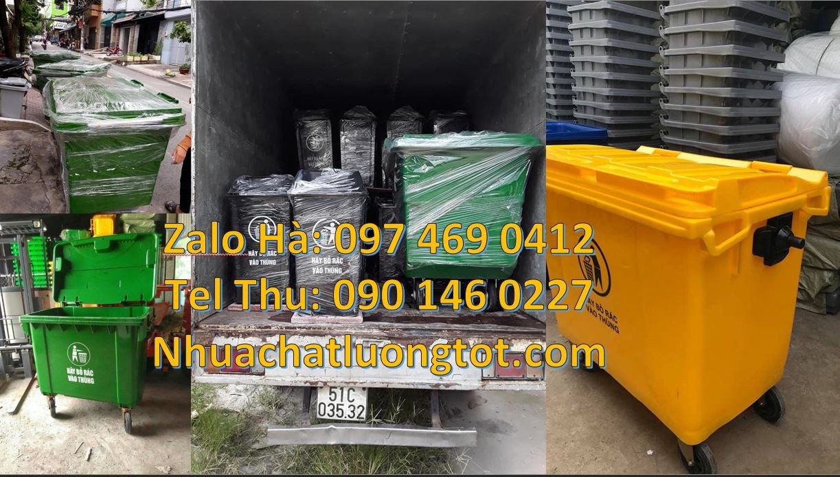 Bán xe thu gom rác bánh hơi,xe thu gom rác 660l cỡ lớn có tay đẩy giá
