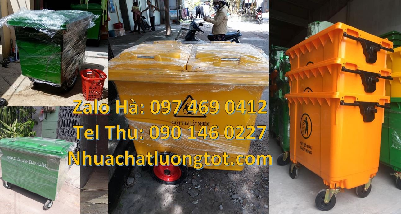 Bán xe thu gom rác bánh hơi,xe thu gom rác 660l cỡ lớn có tay đẩy giá