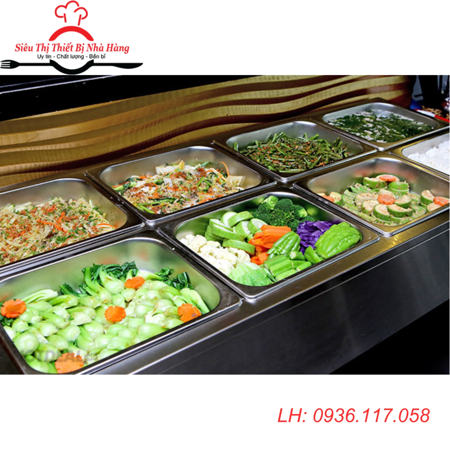 Tủ trưng bày hâm nóng cách thủy thực phẩm 2 hàng 4 khay