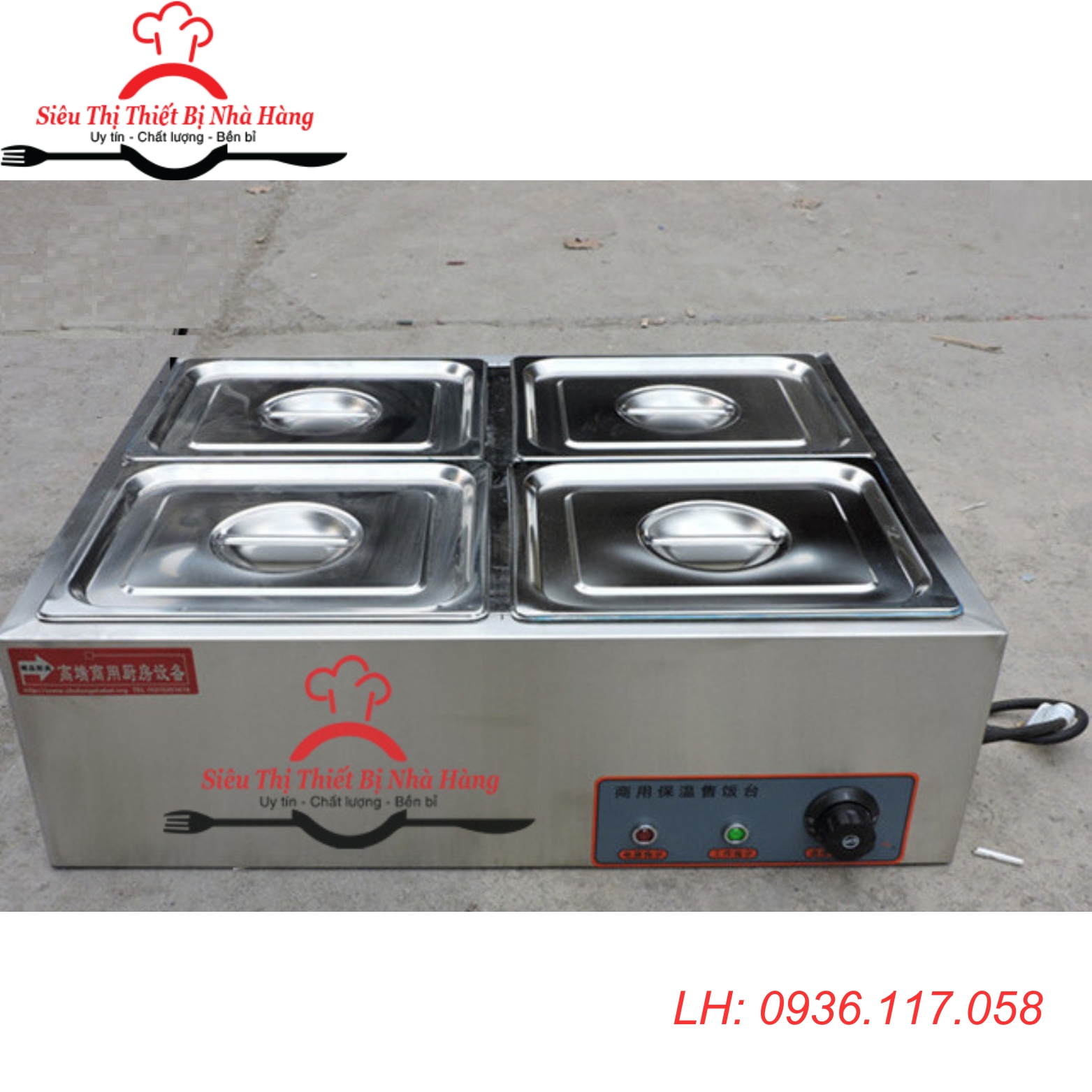 Tủ trưng bày hâm nóng cách thủy thực phẩm 2 hàng 4 khay