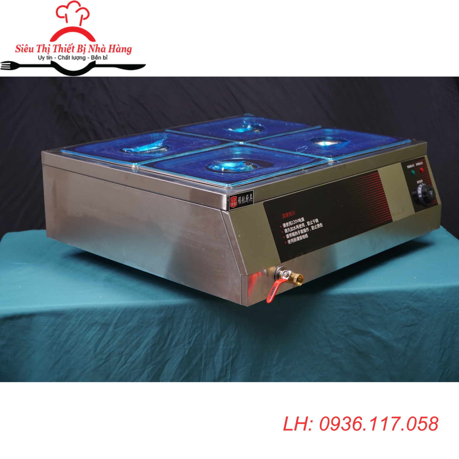 Tủ trưng bày hâm nóng cách thủy thực phẩm 2 hàng 4 khay