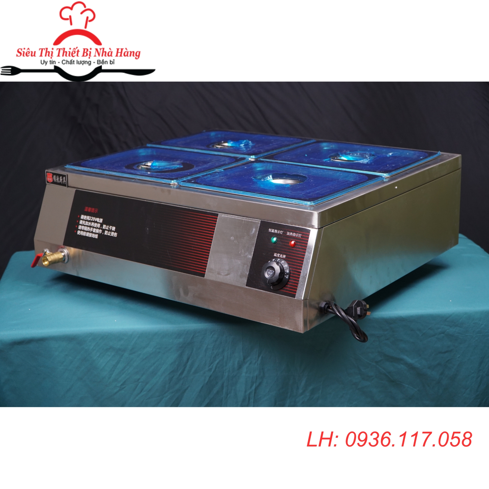 Tủ trưng bày hâm nóng cách thủy thực phẩm 2 hàng 4 khay