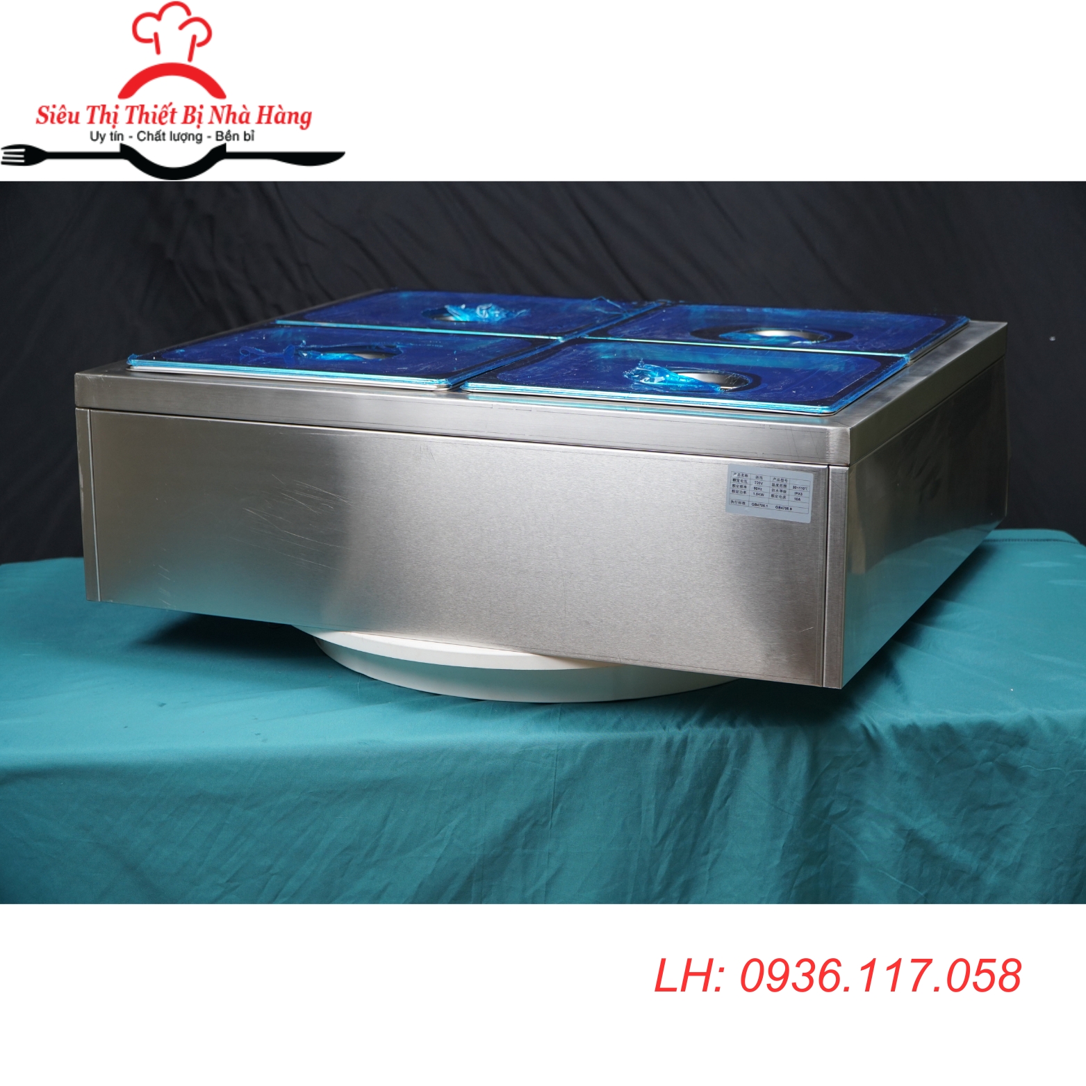 Tủ trưng bày hâm nóng cách thủy thực phẩm 2 hàng 4 khay