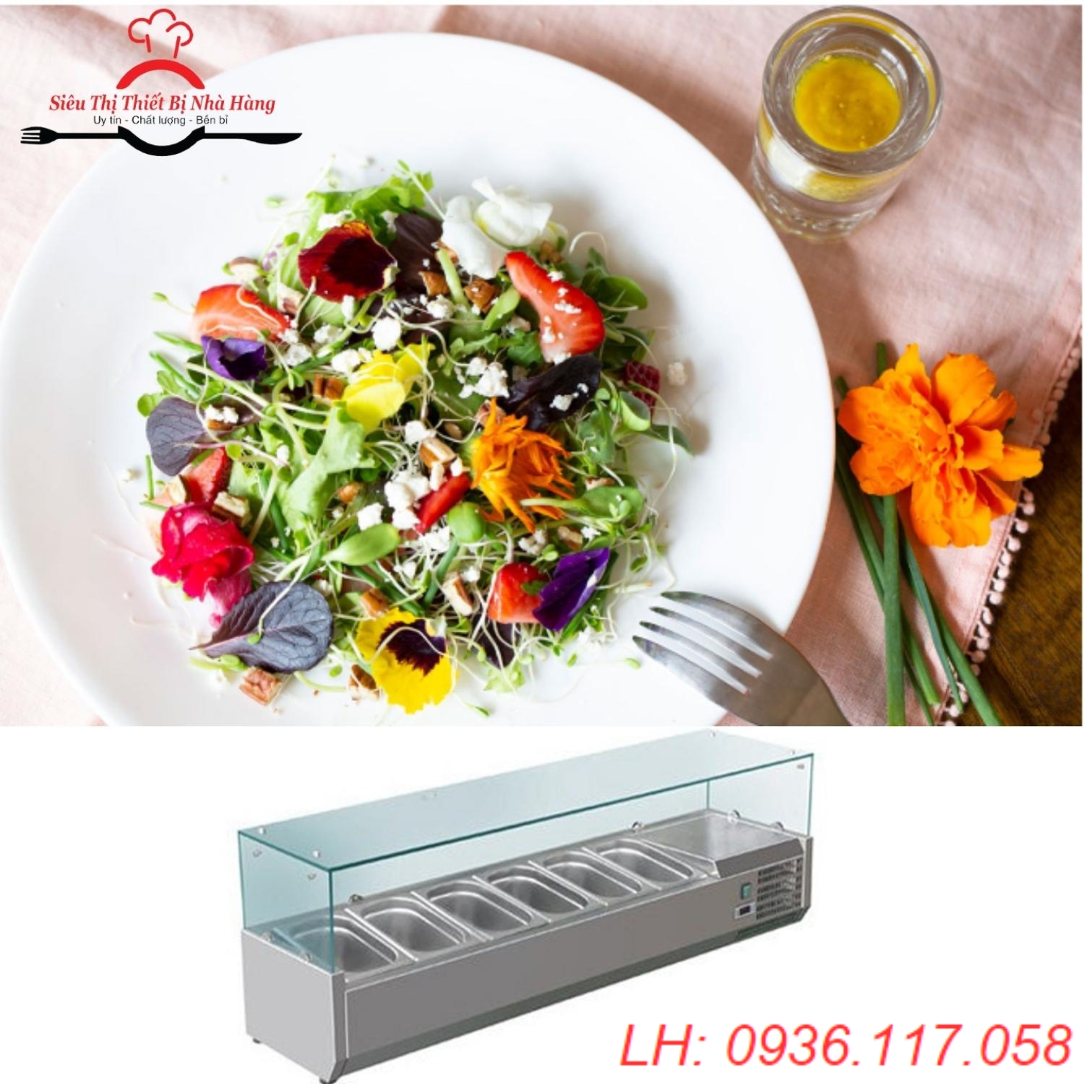 Tủ trưng bày và bảo quản pizza, salad 6 khay