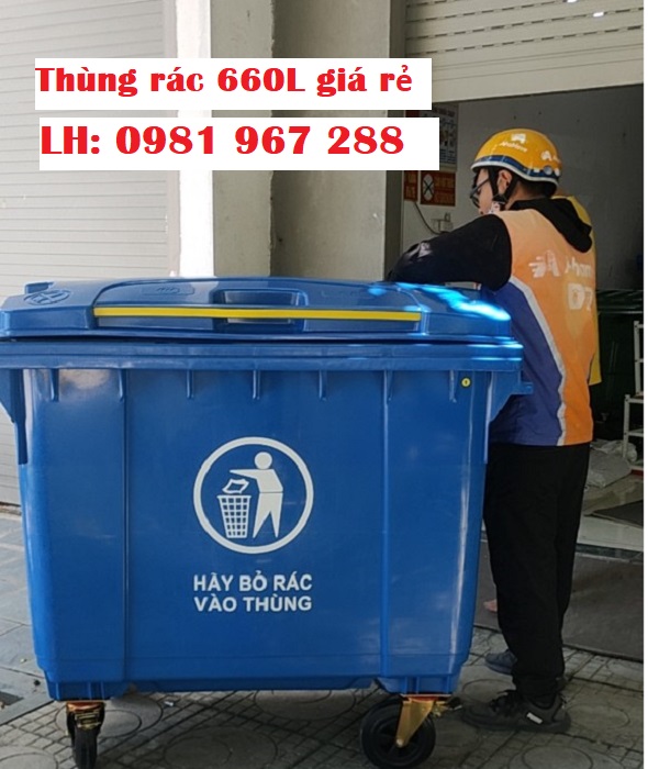 Cung cấp xe gom rác 660L màu dương giá rẻ toàn quốc