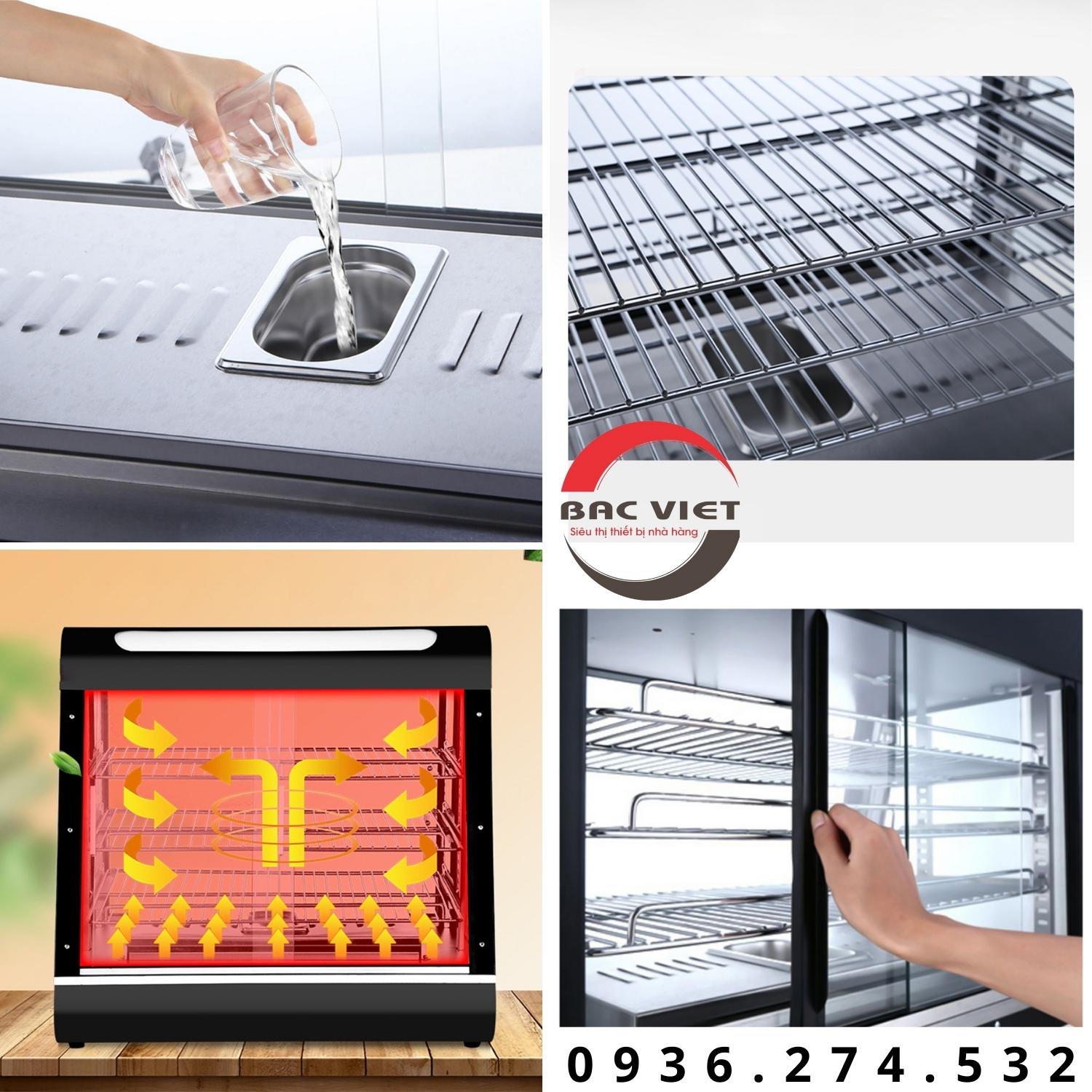 Tủ giữ nóng và trưng bày thực phẩm 3 khay mã 601