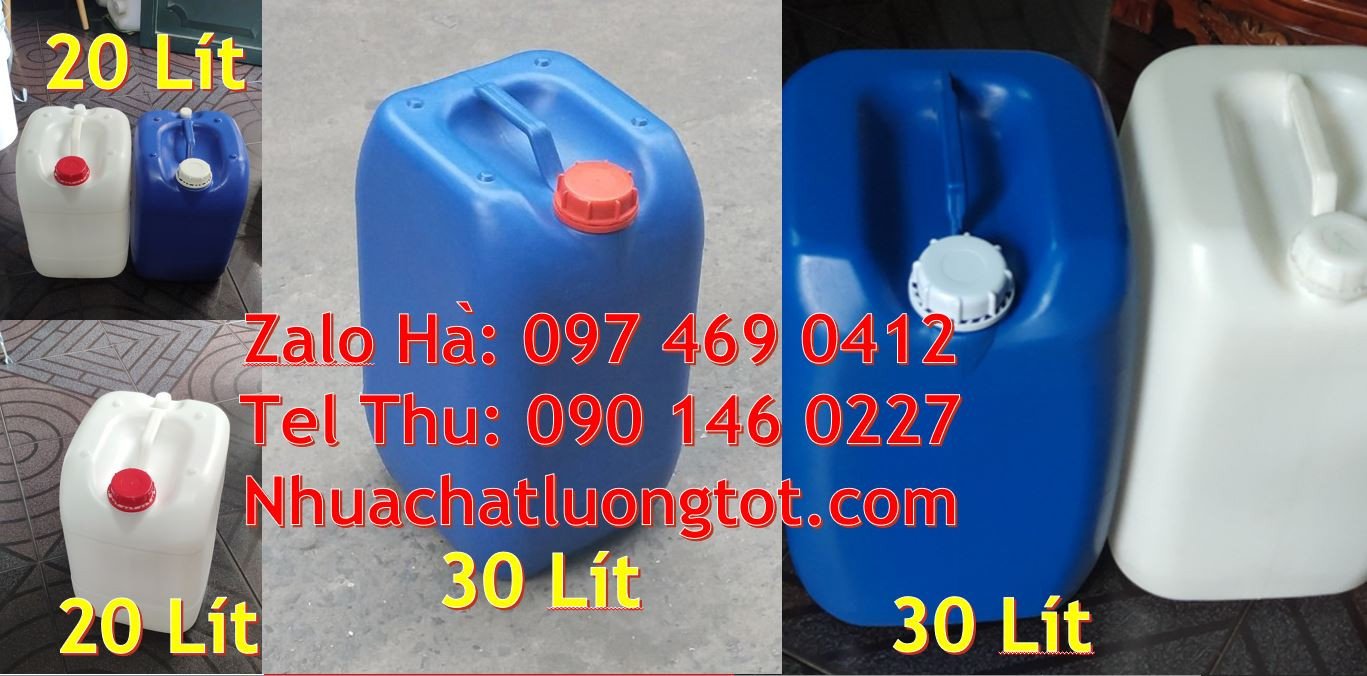 Bán can nhựa đựng hóa chất,can nhựa 20l đựng thực phẩm,can 30l màu xan