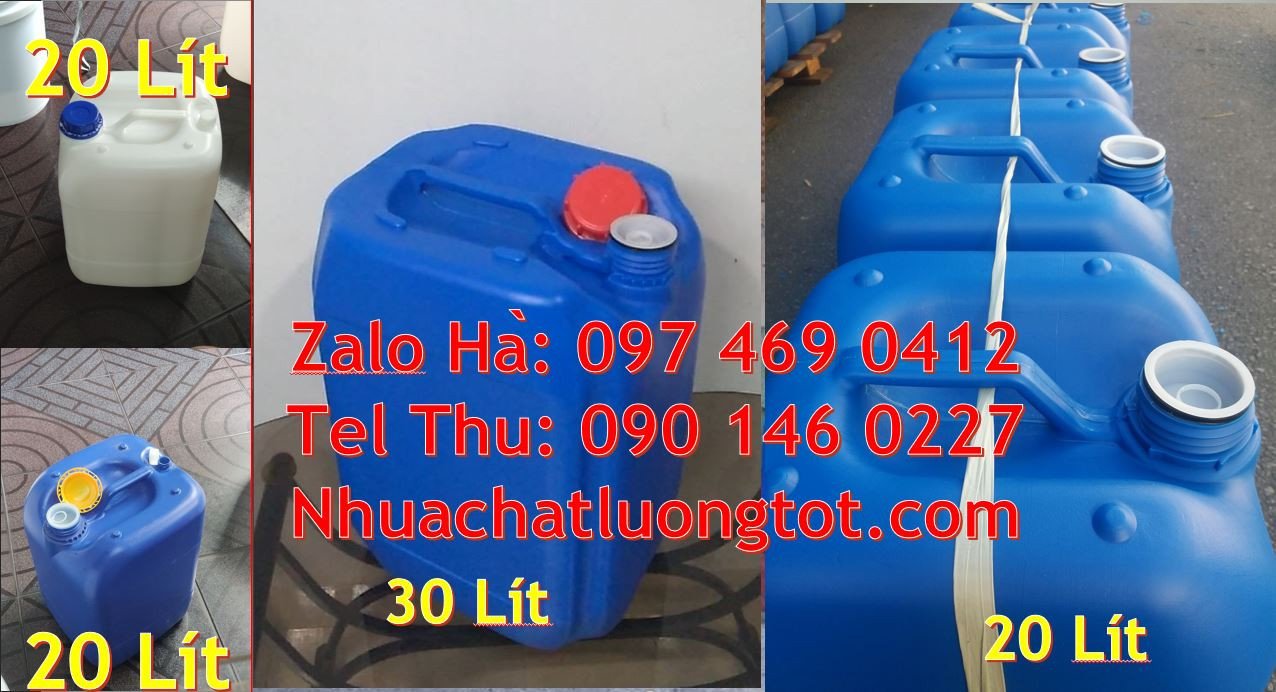 Bán can nhựa đựng hóa chất,can nhựa 20l đựng thực phẩm,can 30l màu xan
