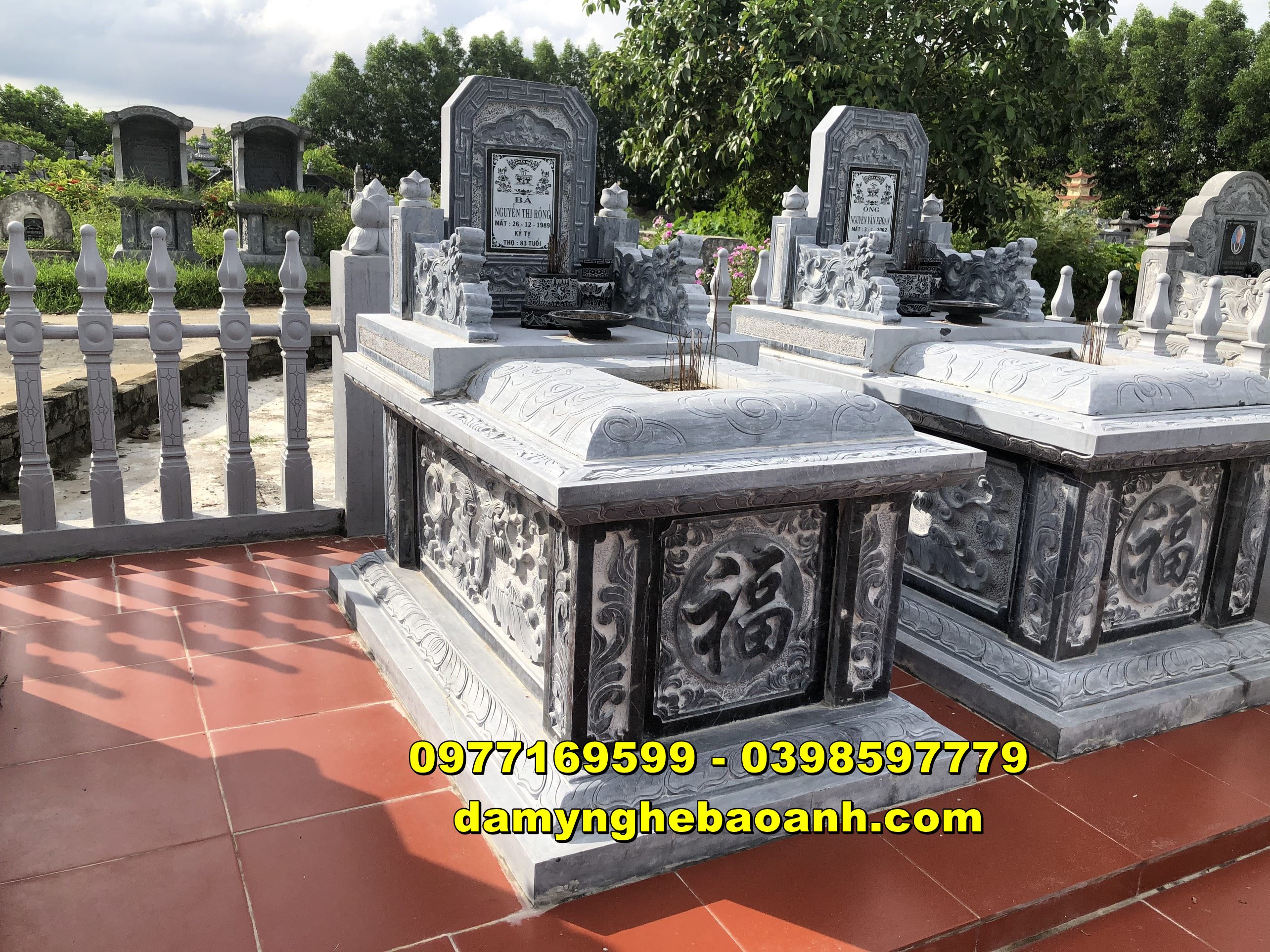 lắp đặt mộ đá đôi cao cấp được bán tại hậu giang cv112