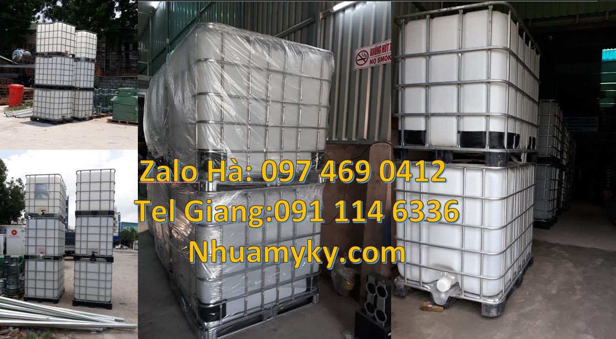 Bán thùng nhựa ibc 1000l màu trắng có khung thép,thùng nhựa cũ ibc rẻ