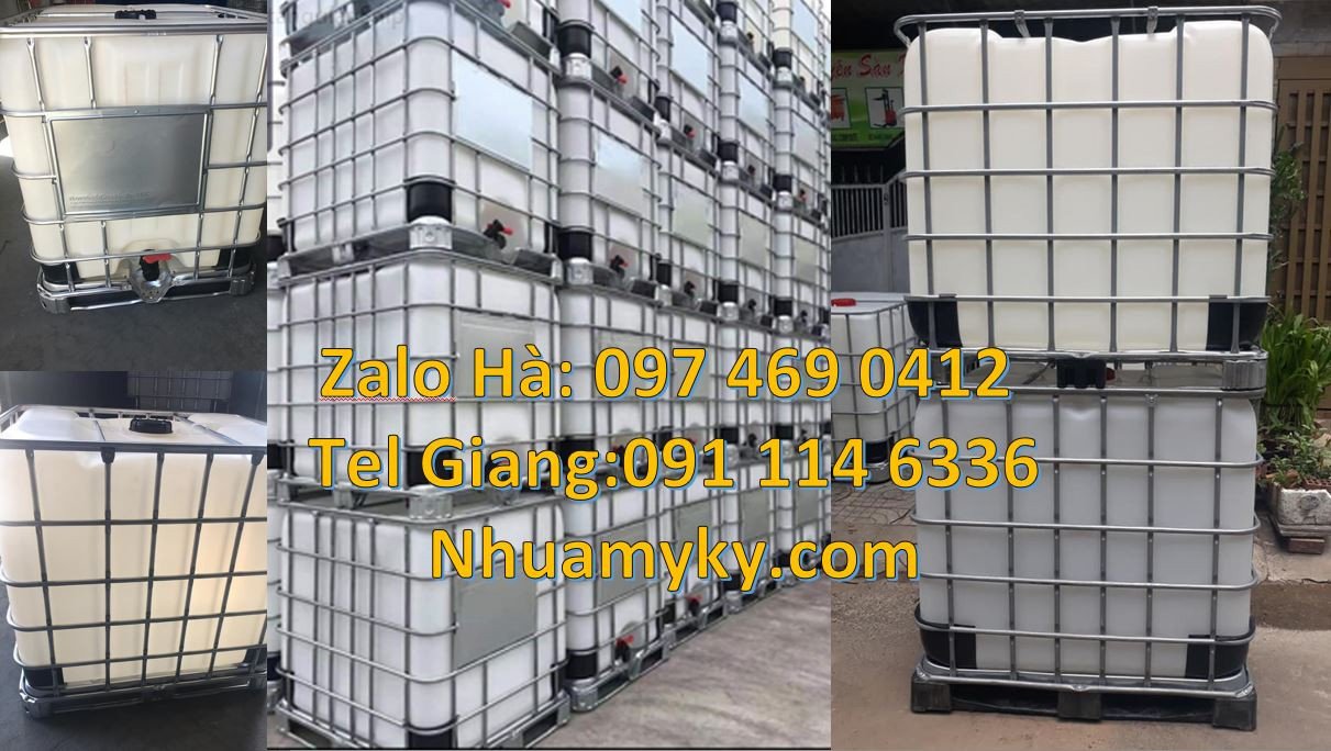 Bán thùng nhựa ibc 1000l màu trắng có khung thép,thùng nhựa cũ ibc rẻ