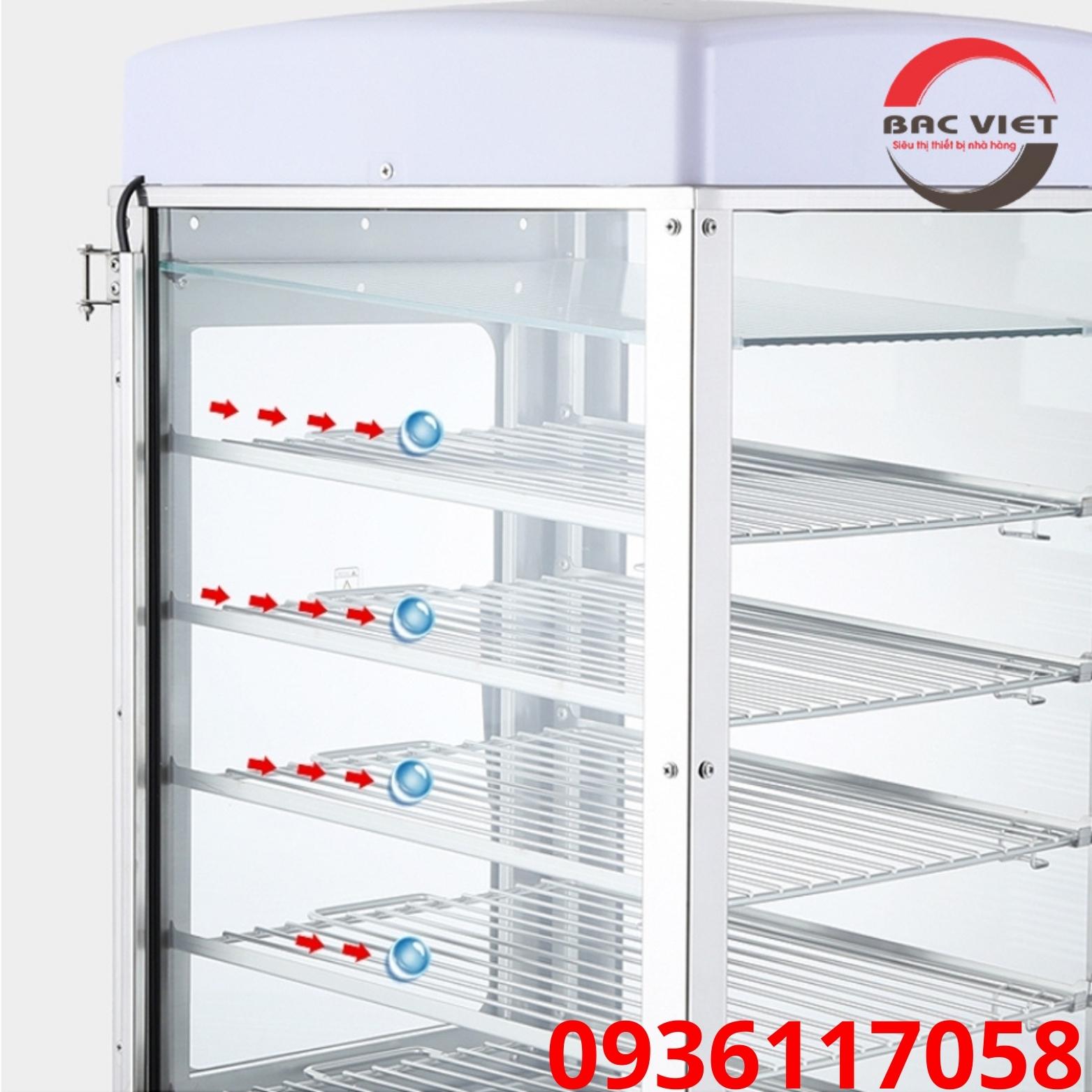 Tủ hấp bánh bao 5 tầng - kính 2 lớp siêu chắc chắn