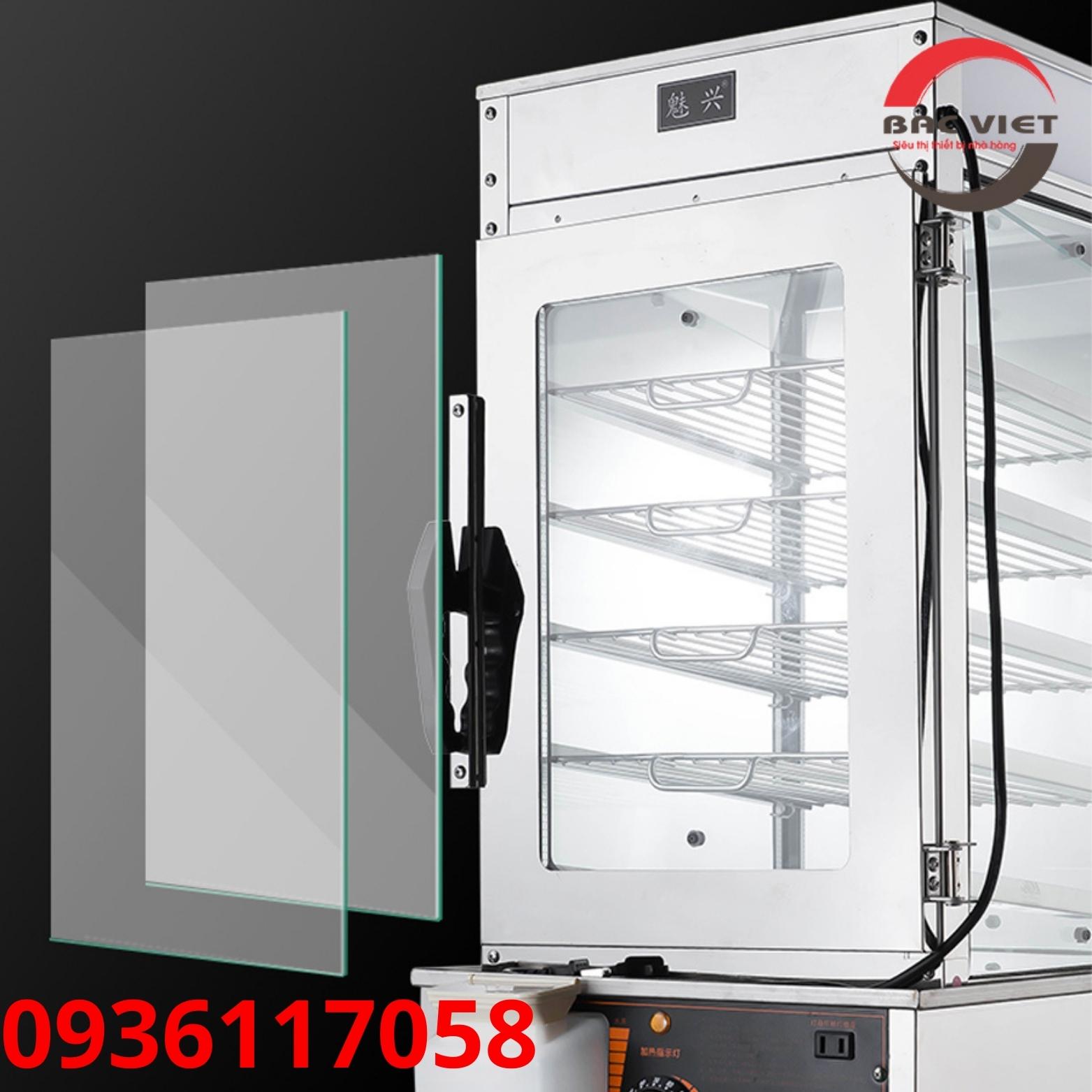 Tủ hấp bánh bao 5 tầng - kính 2 lớp siêu chắc chắn